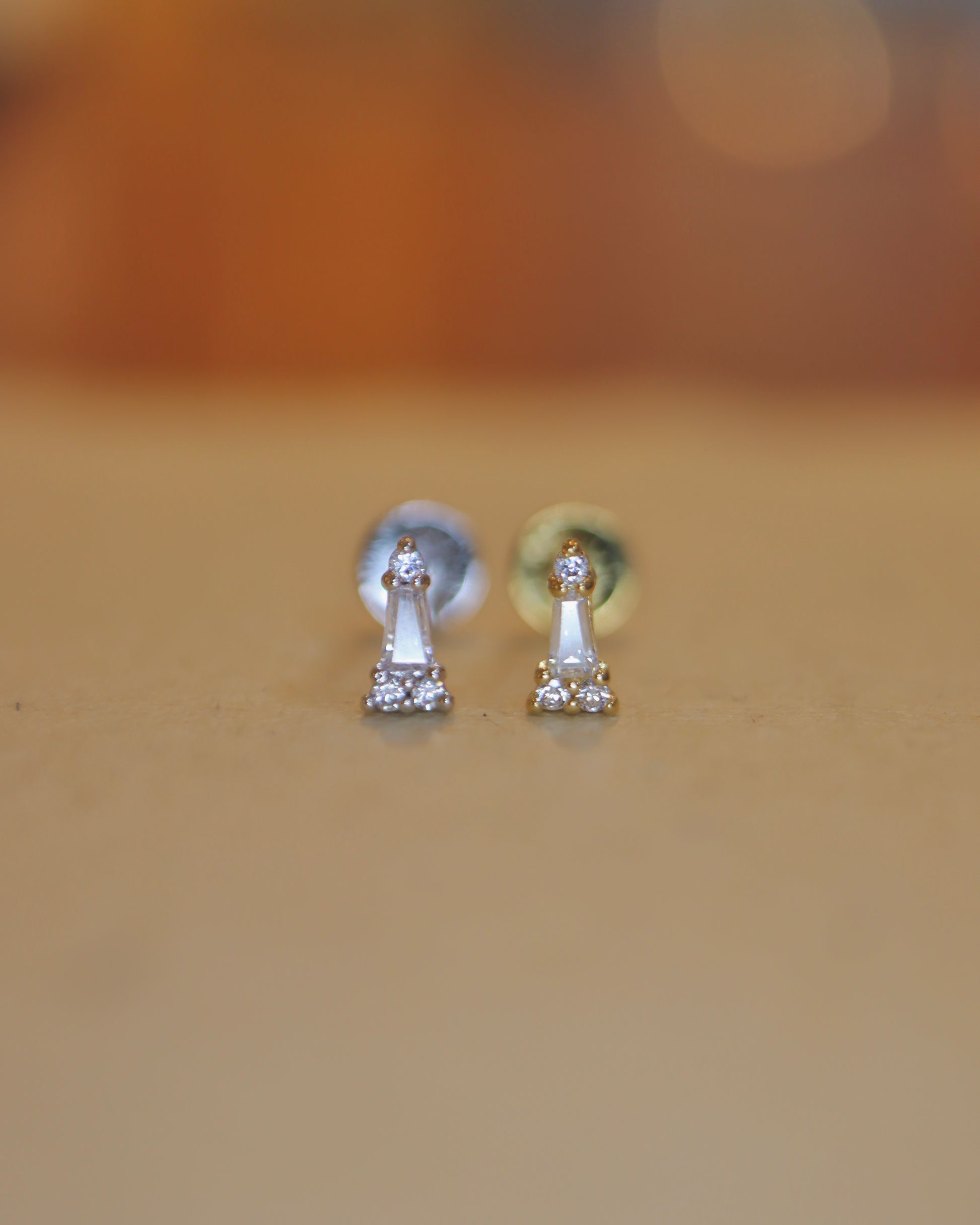 Cz stud flat back 925 silver piercing