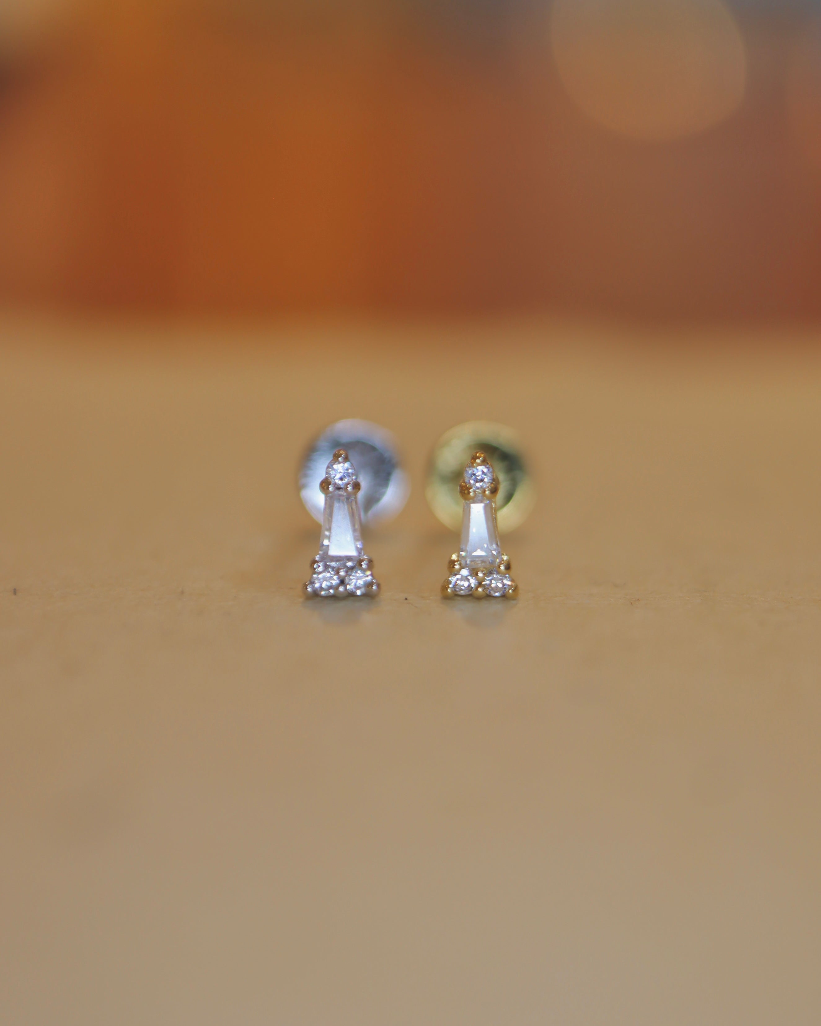 Cz stud flat back 925 silver piercing