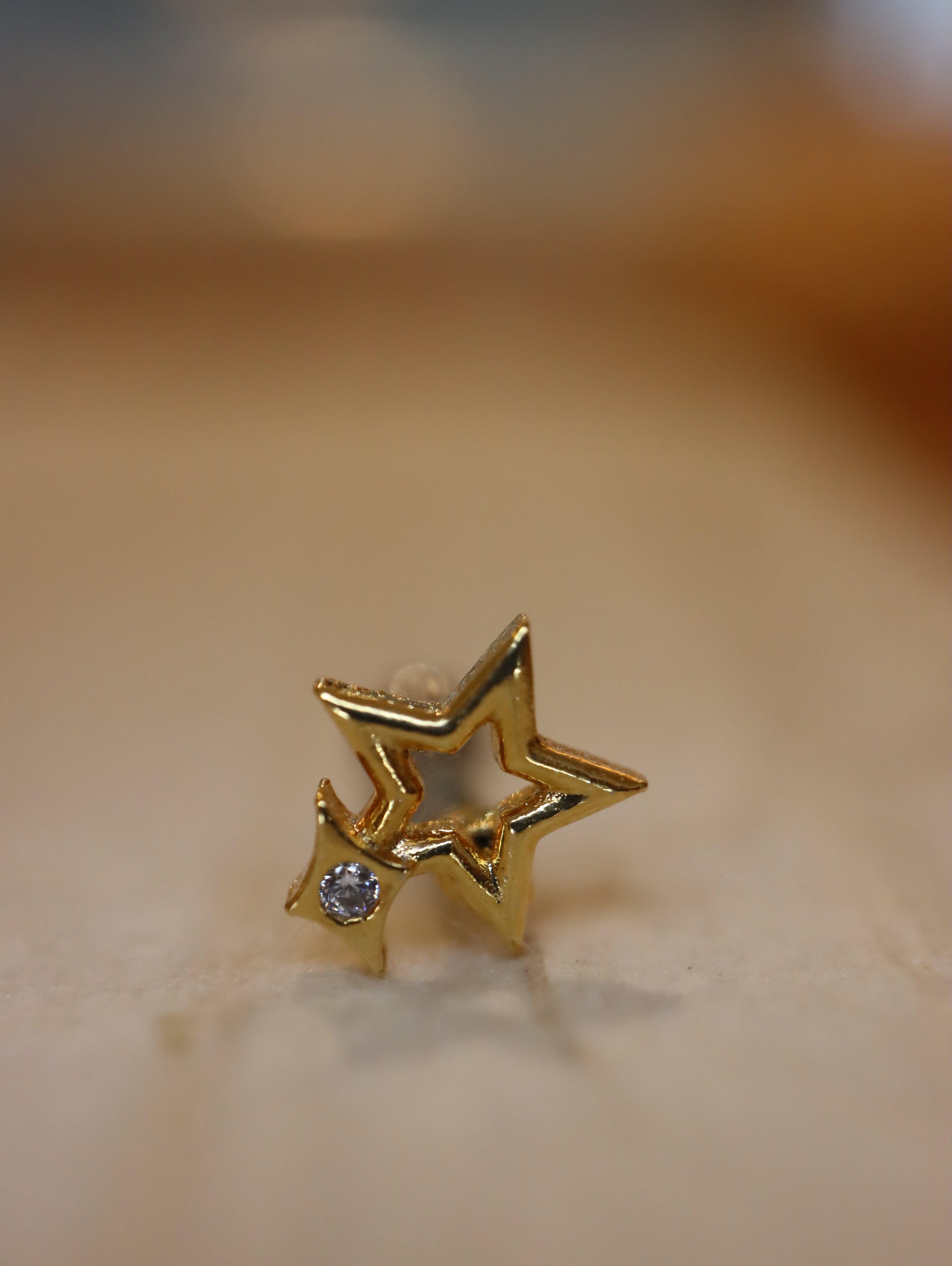 Star sparkle stud surgical steel earring