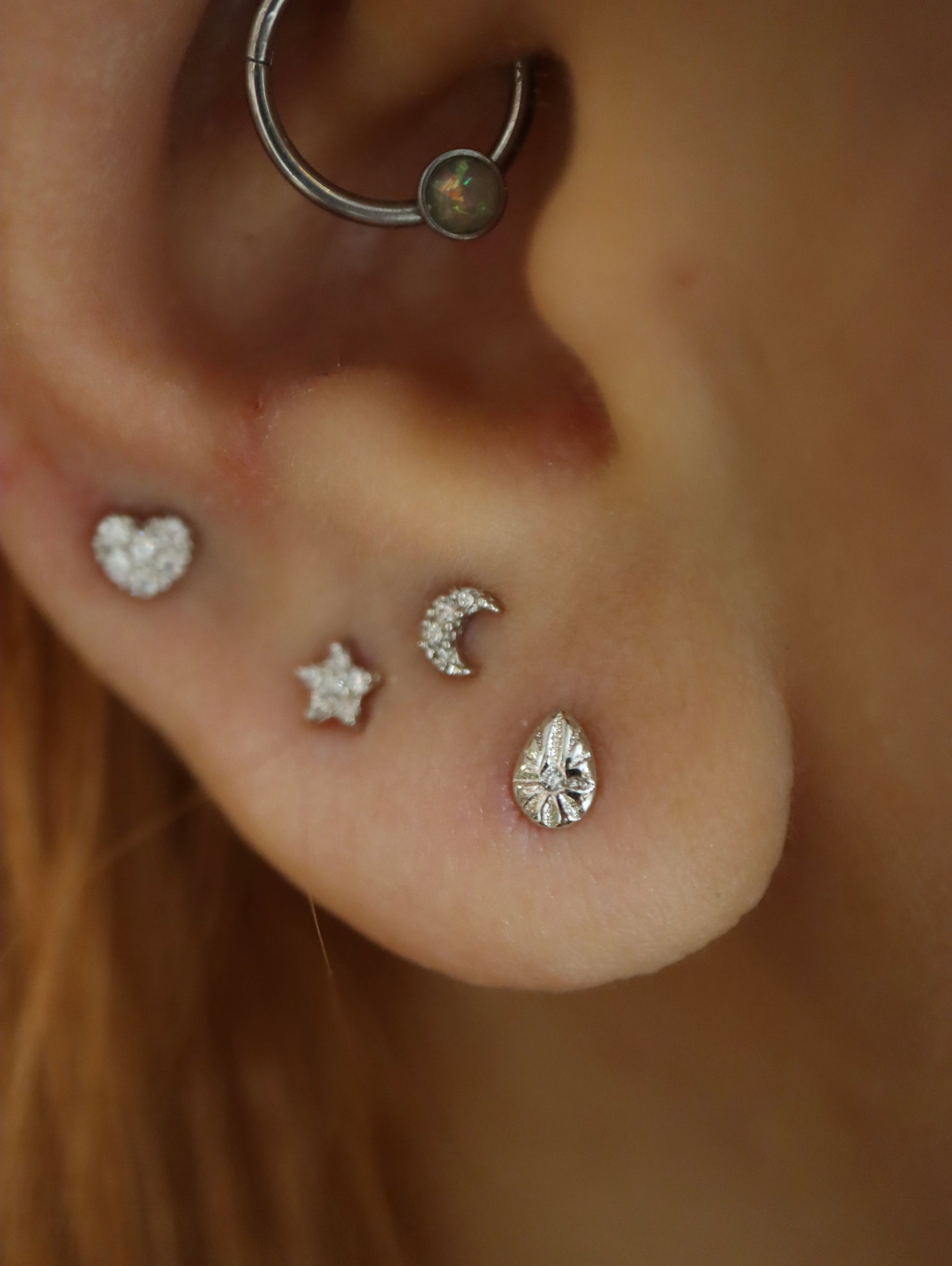 Flat stud flat back 925 silver earring (1pc)