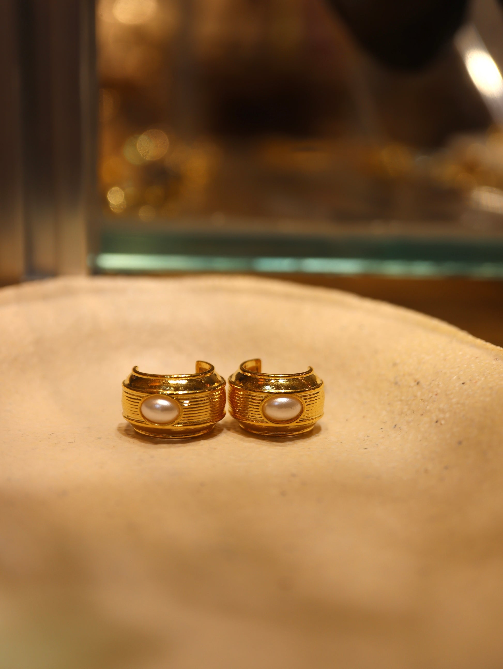 Ridged Pearl Earrings