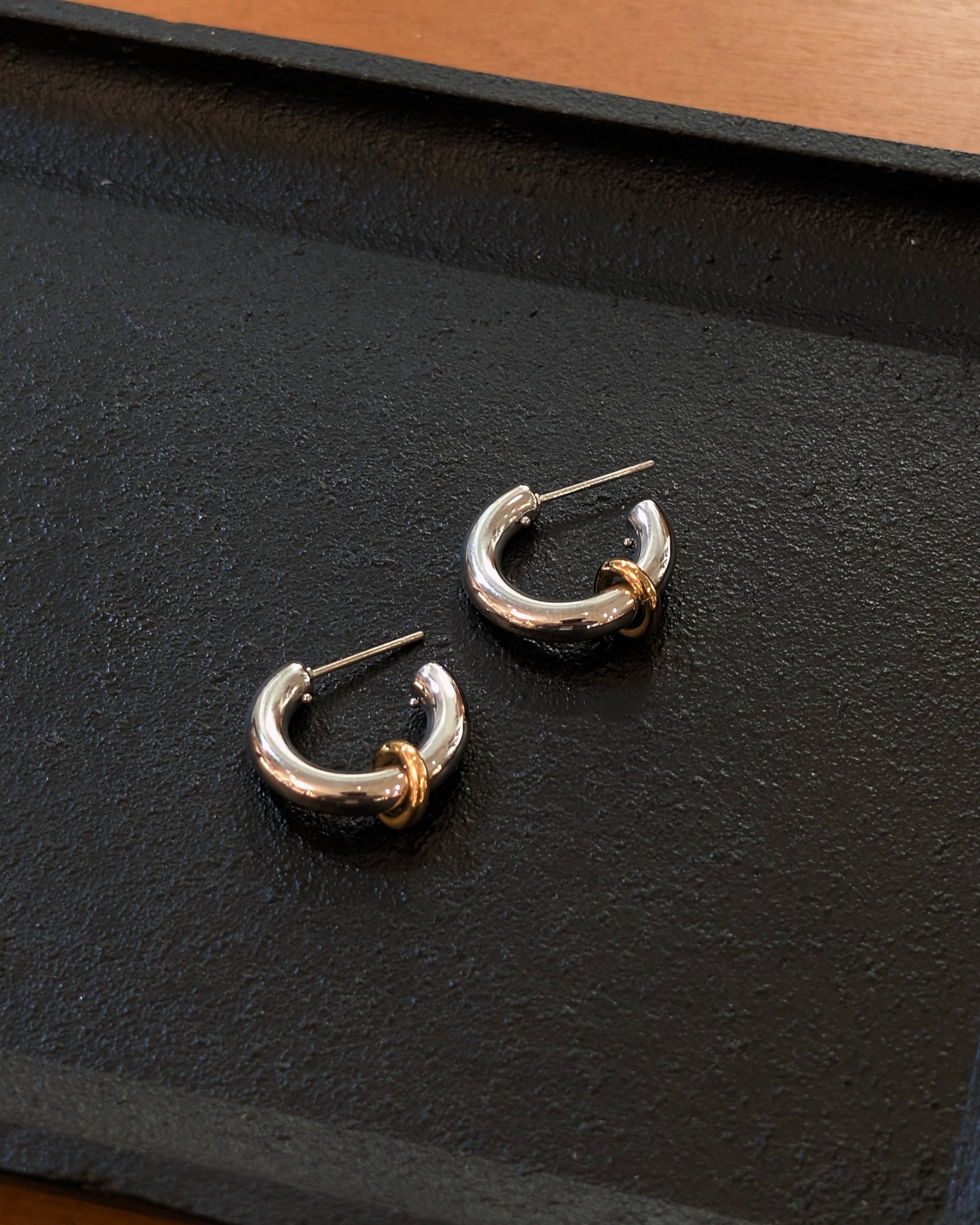 Mix tone stainless steel earrings
