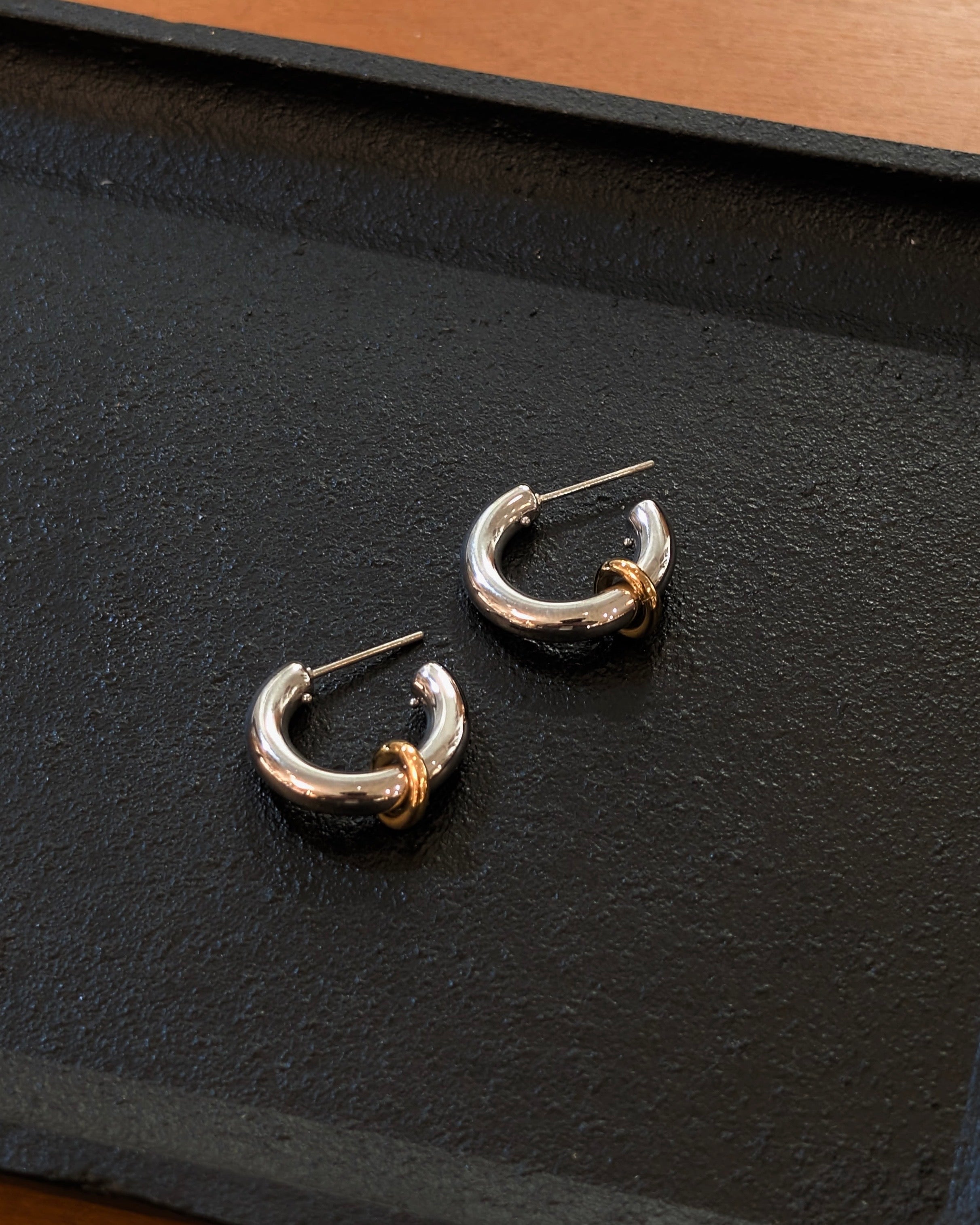 Mix tone stainless steel earrings