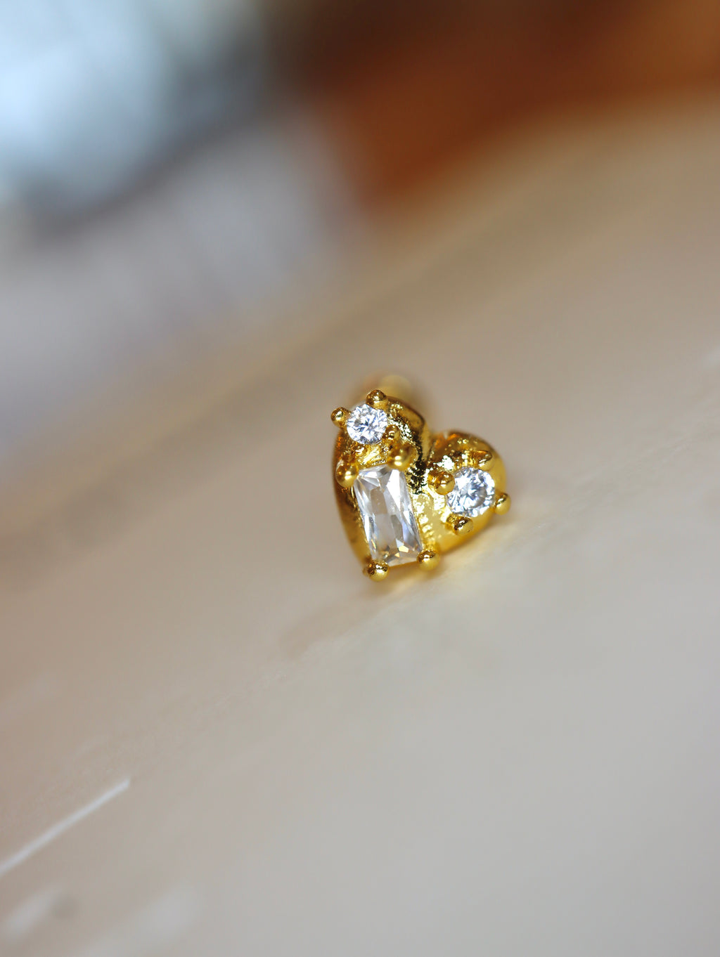 Heart cz stud 925 silver piercing