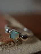 Square Ethiopian Opal Silver 925 ring