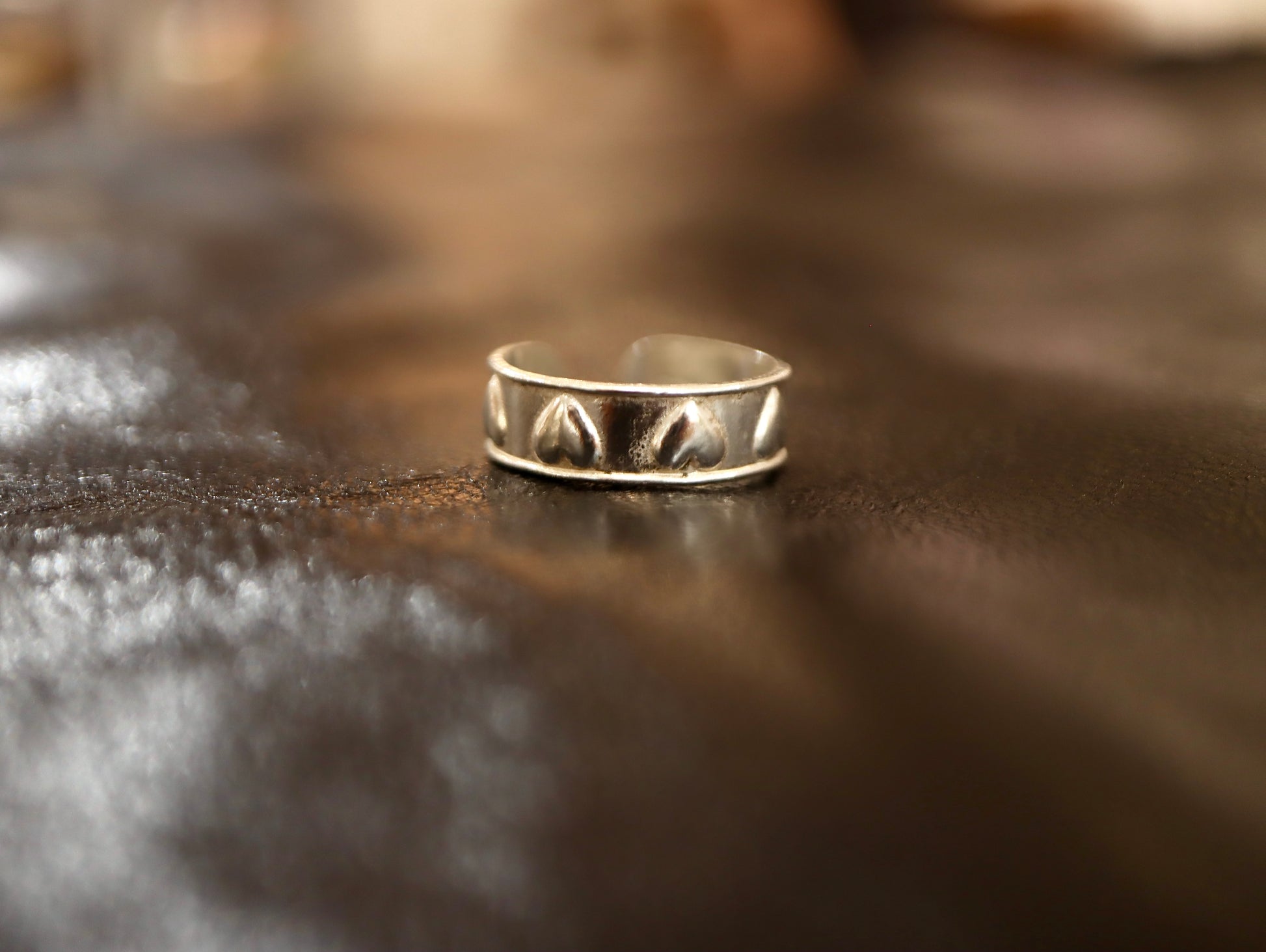 Embossed heart 925 silver pinky / midi ring
