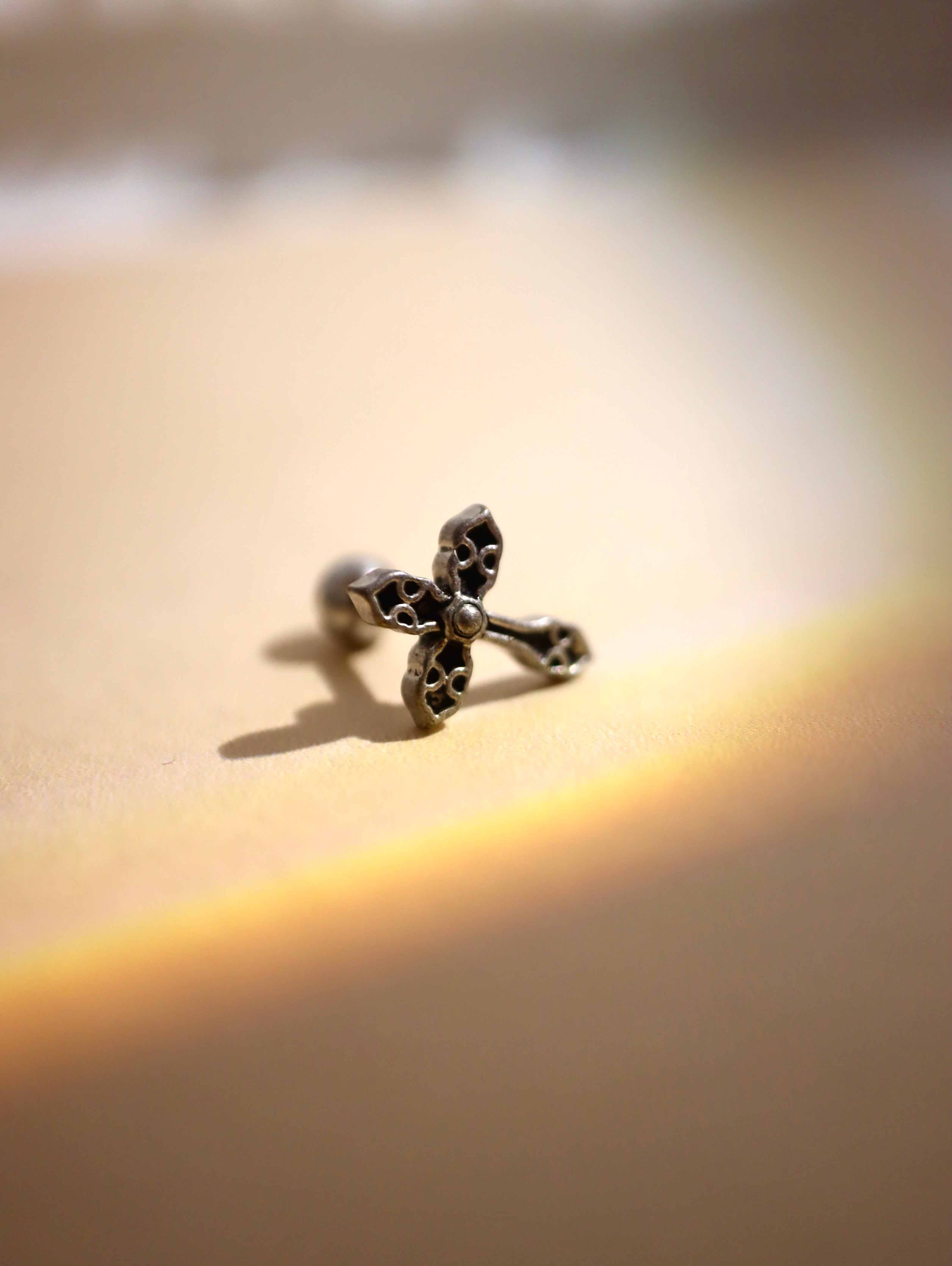 Baroque Cross Stud Surgical Steel Piercing Earring (1pc)