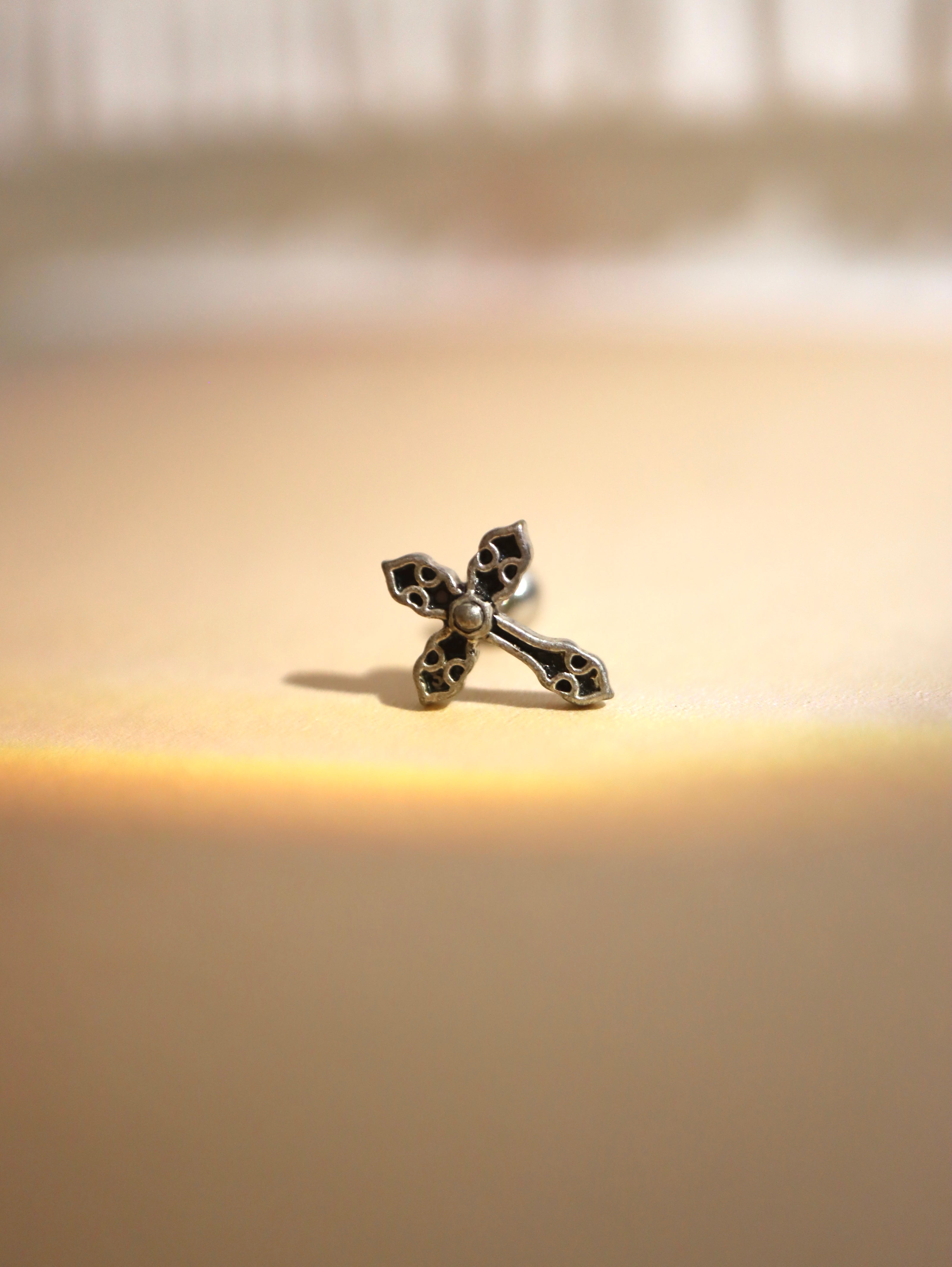 Baroque Cross Stud Surgical Steel Piercing Earring (1pc)
