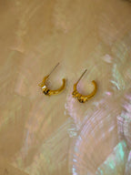 Cz hoop brass earrings
