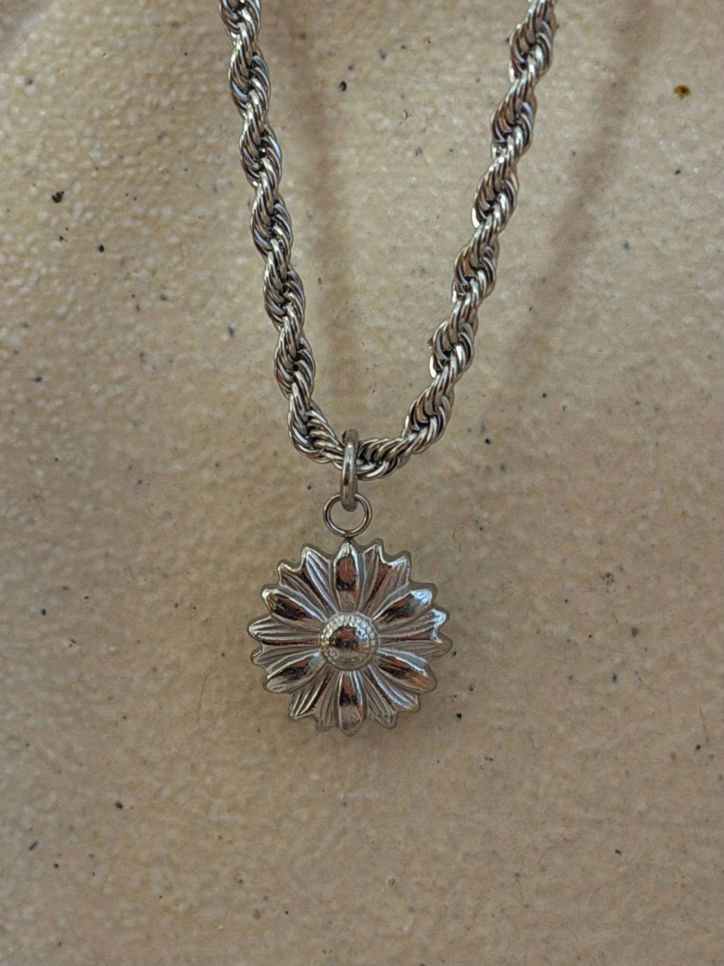 Sunflower Rope Chain Stainless Steel Necklace