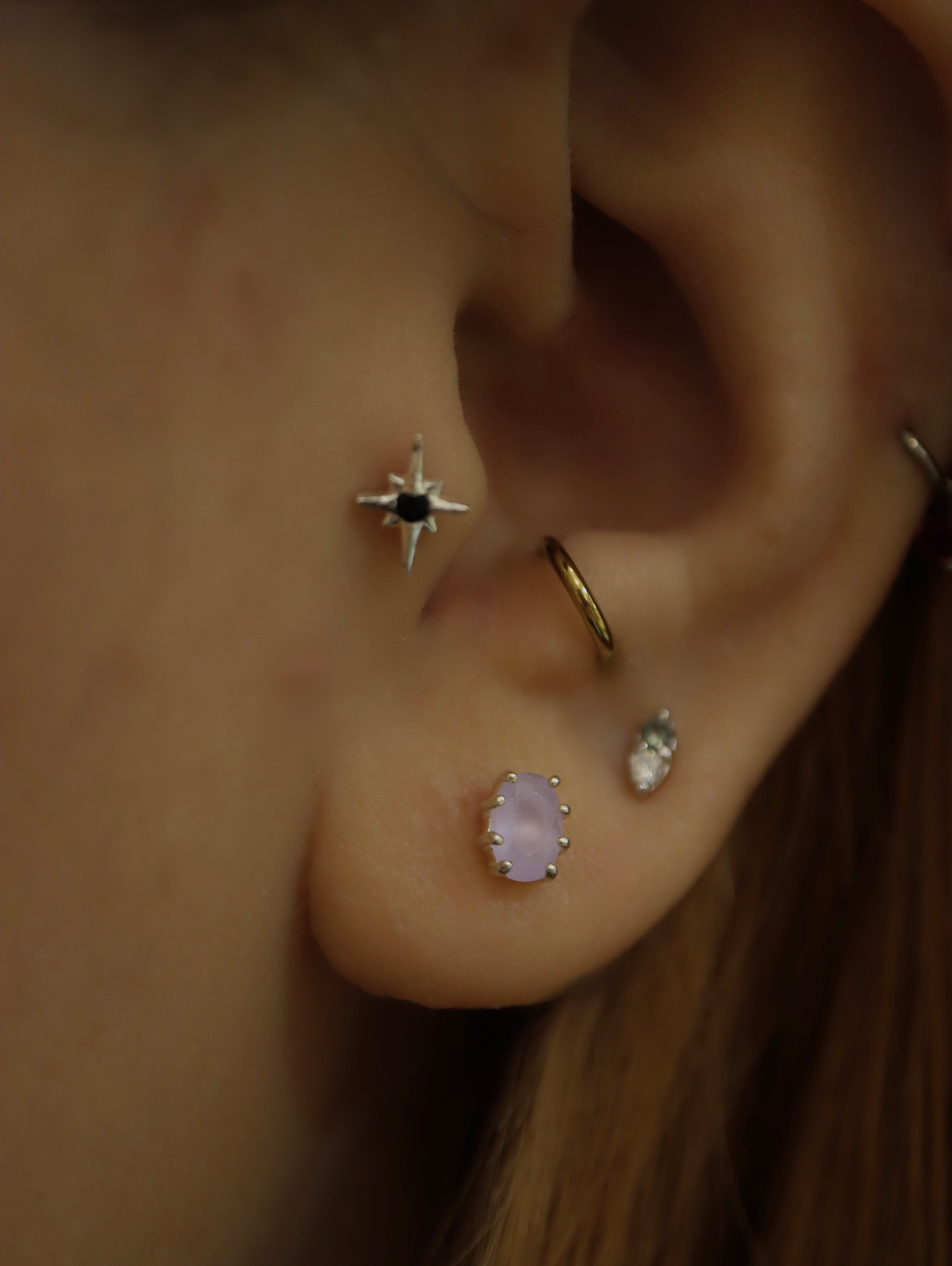 Light amethyst 925 silver earring stud piercing