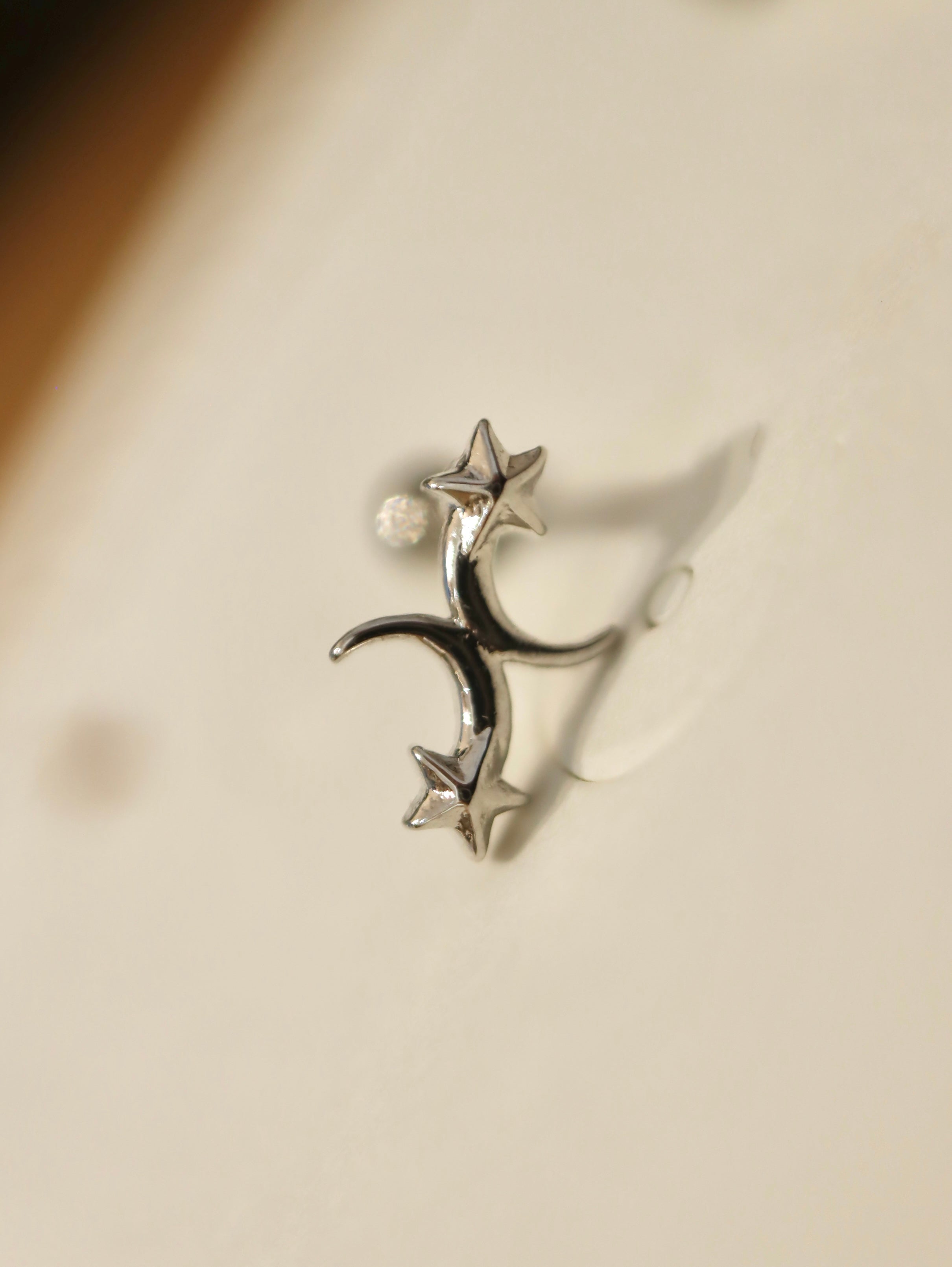 Double crescent and star surgical steel stud piercing (1pc)
