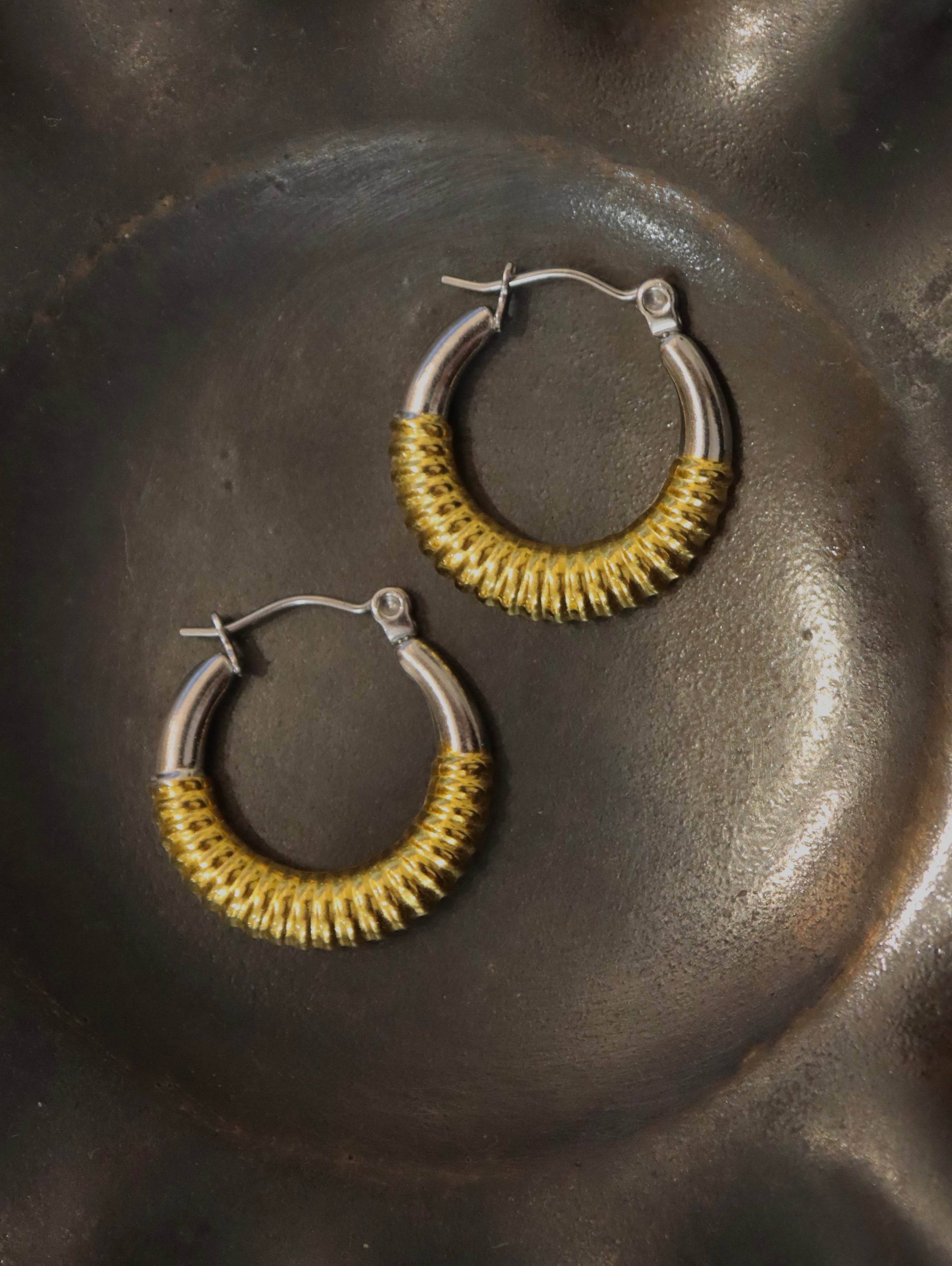 Mix tone stainless steel earrings