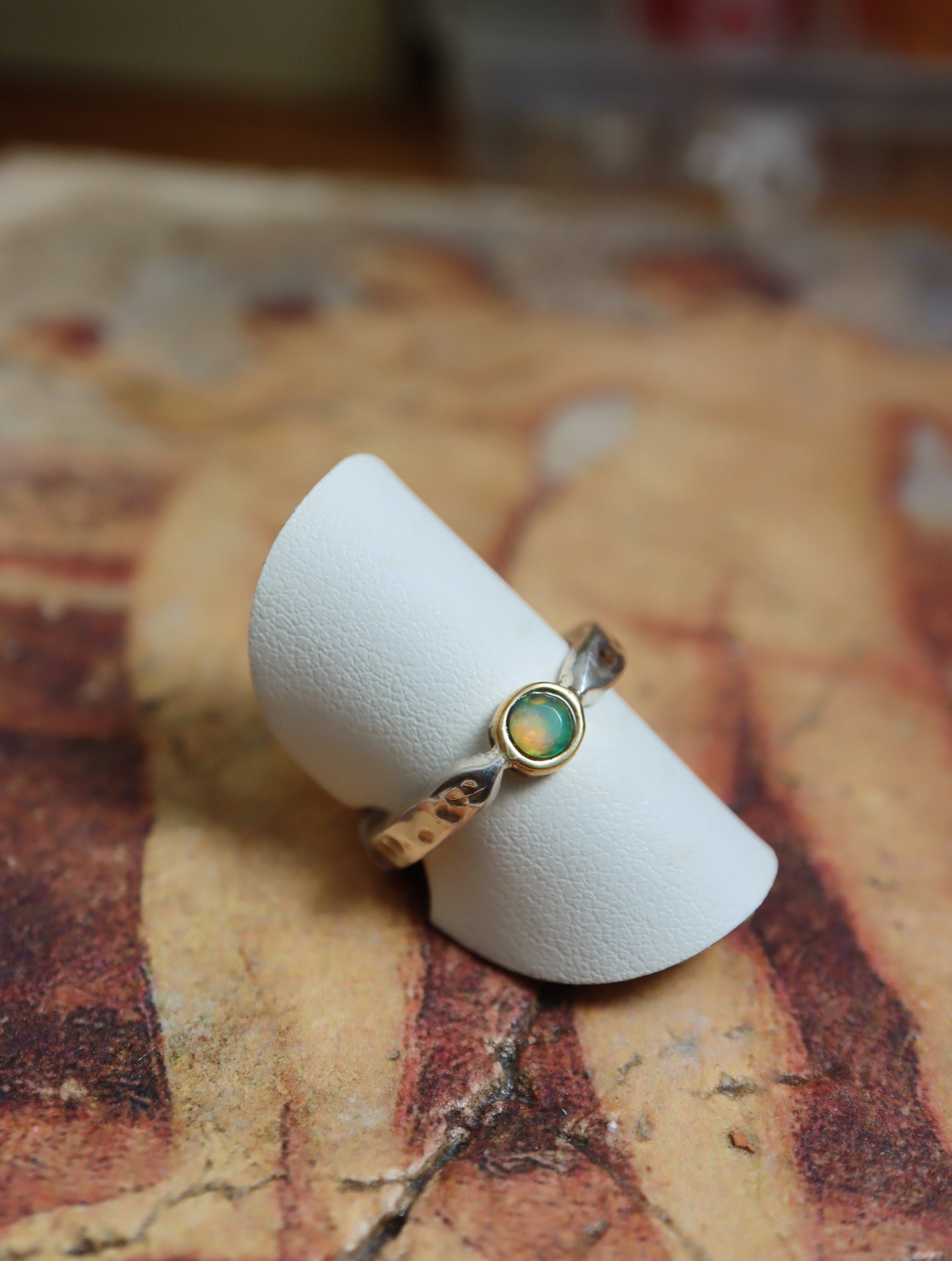 Opal Sterling Silver mix tone ring