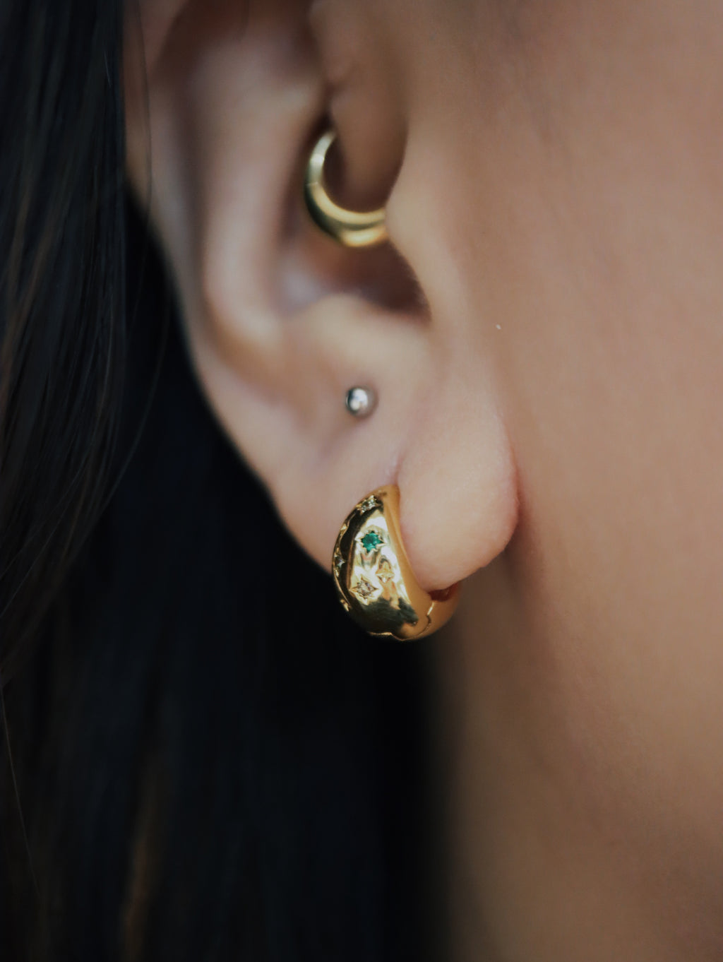 Surgical steel cz oval hoop earrings