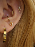 Crescent star stud surgical steel piercing earring (1pc)