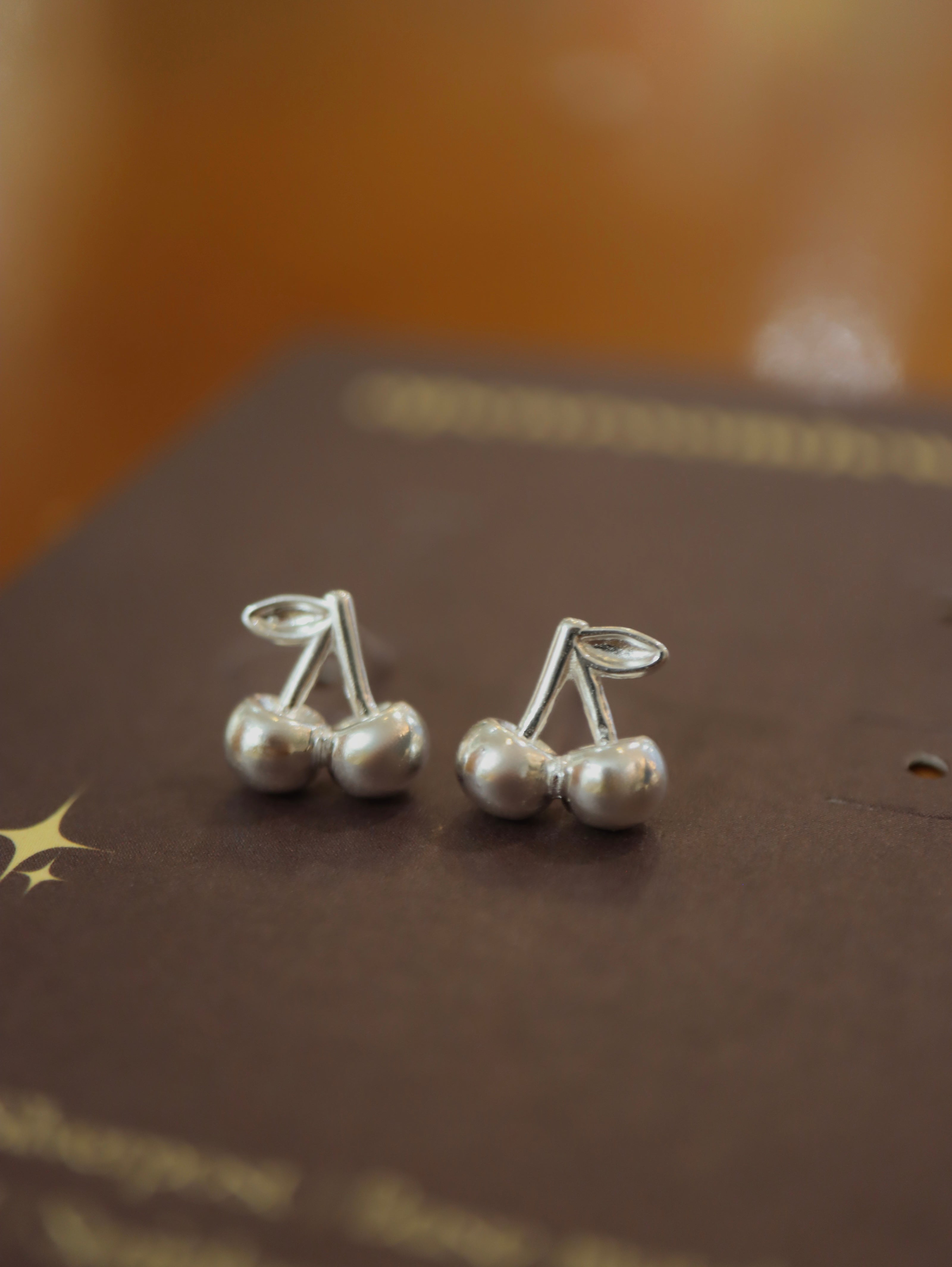 Lucent Cherry Stud 925 Silver Earrings