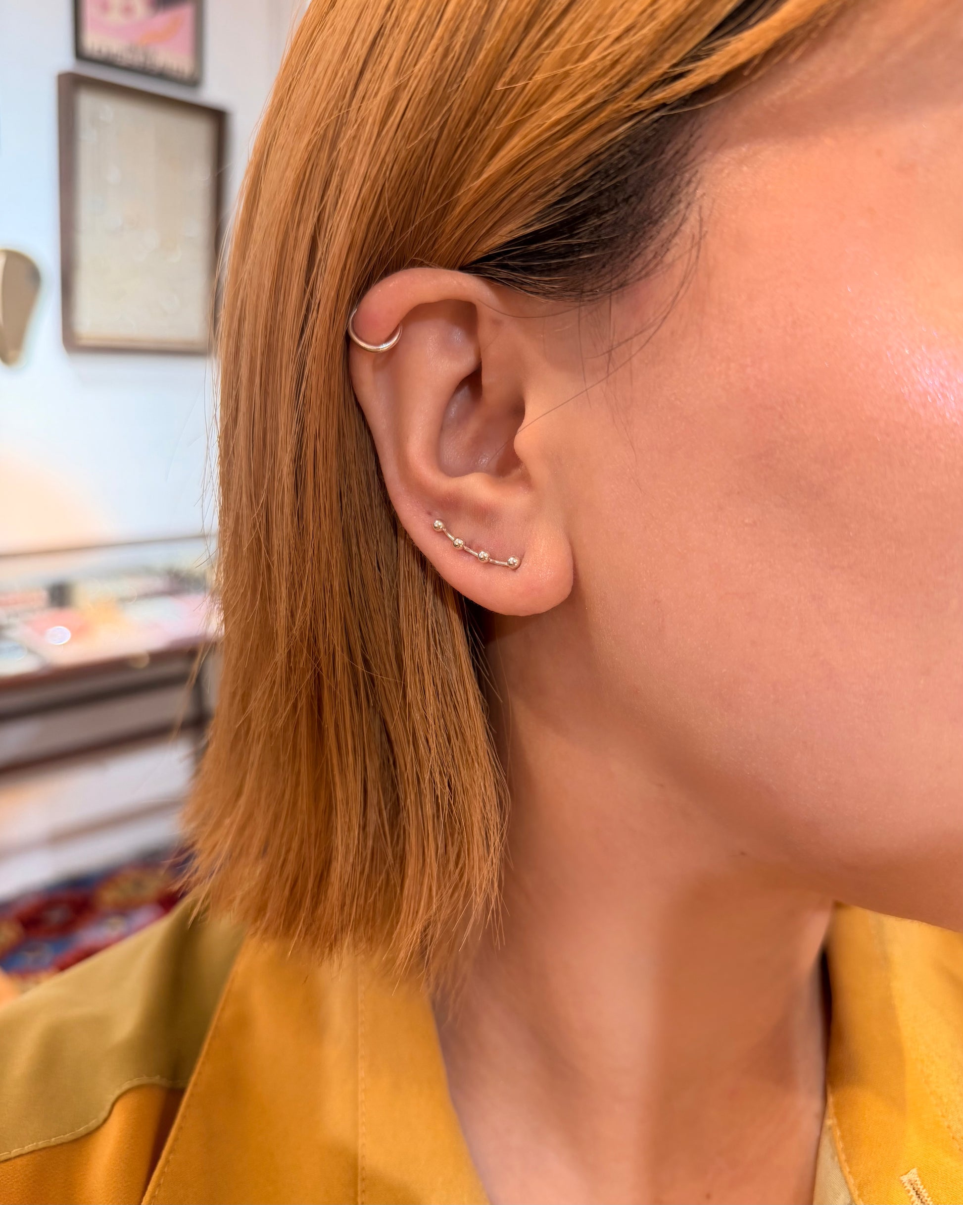 Silver 925 dot ear climber earring (1pc)
