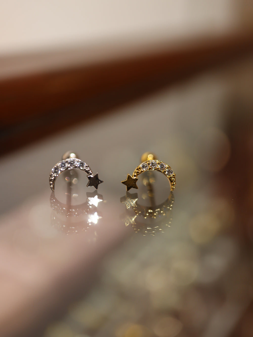 Crescent star 925 silver piercing (1pc)