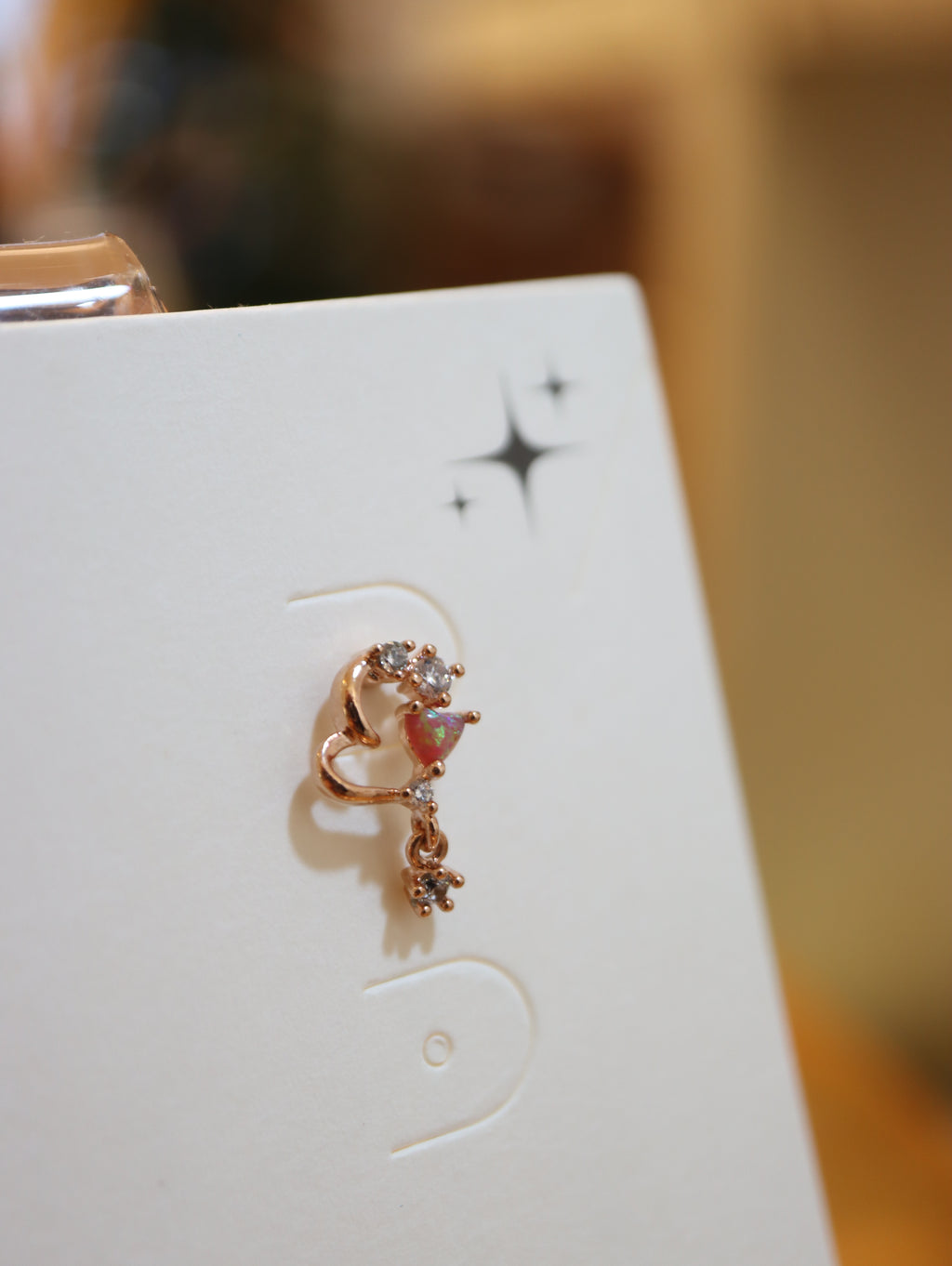 Drop cz heart surgical steel 316L stud piercing (1pc)