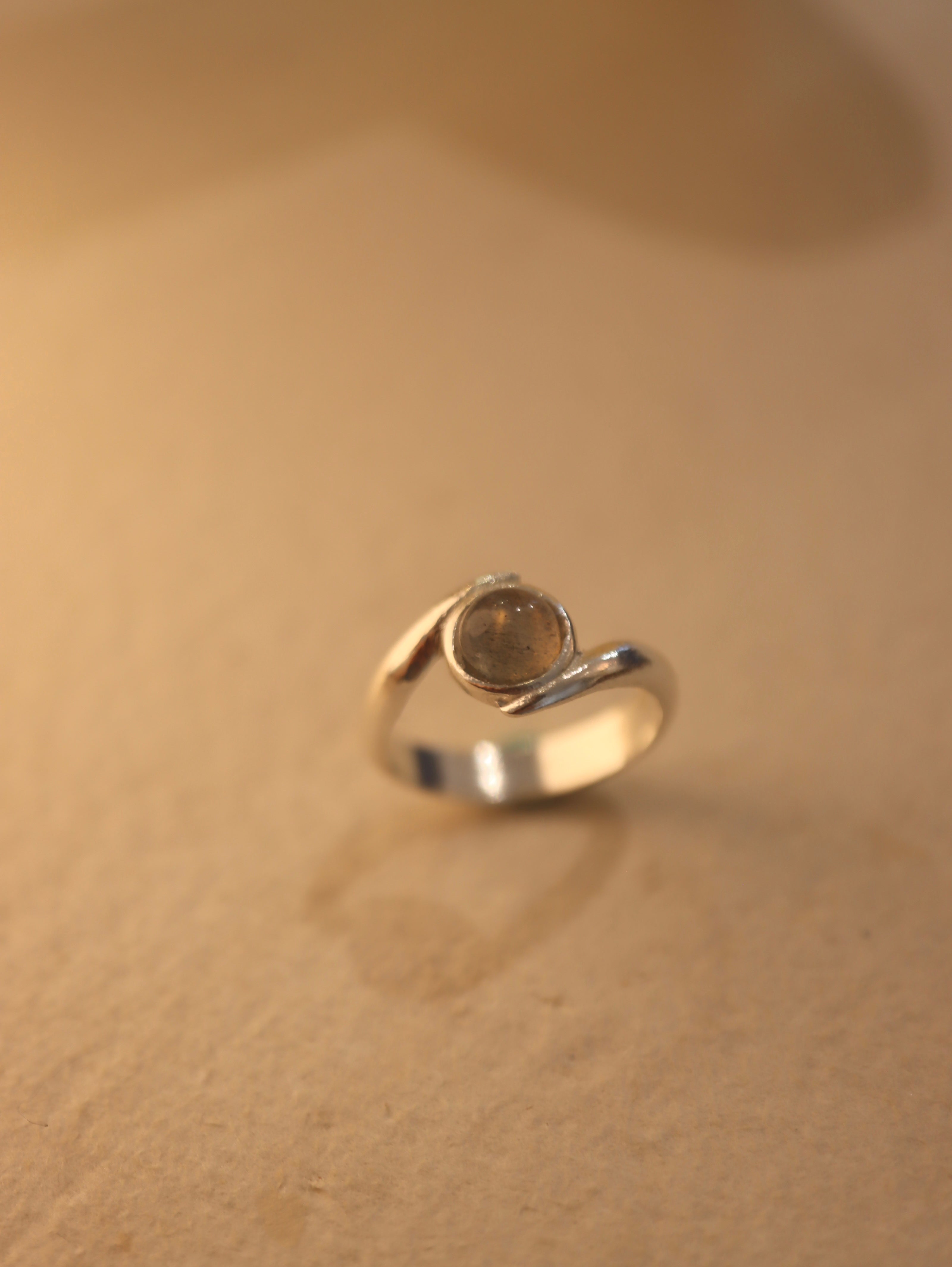 Aura labradorite pinky ring