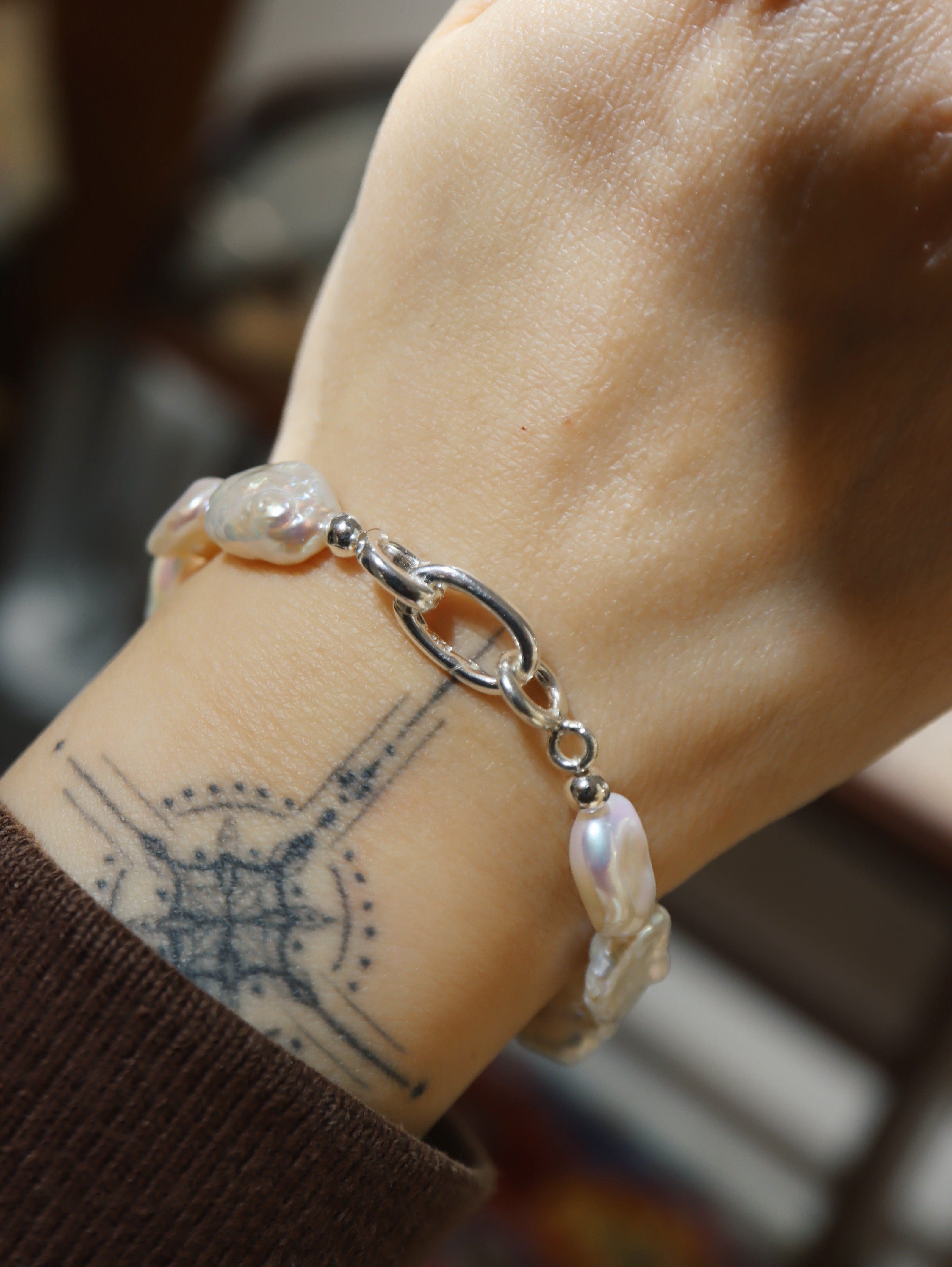 Fresh water pearl 925 silver bracelet