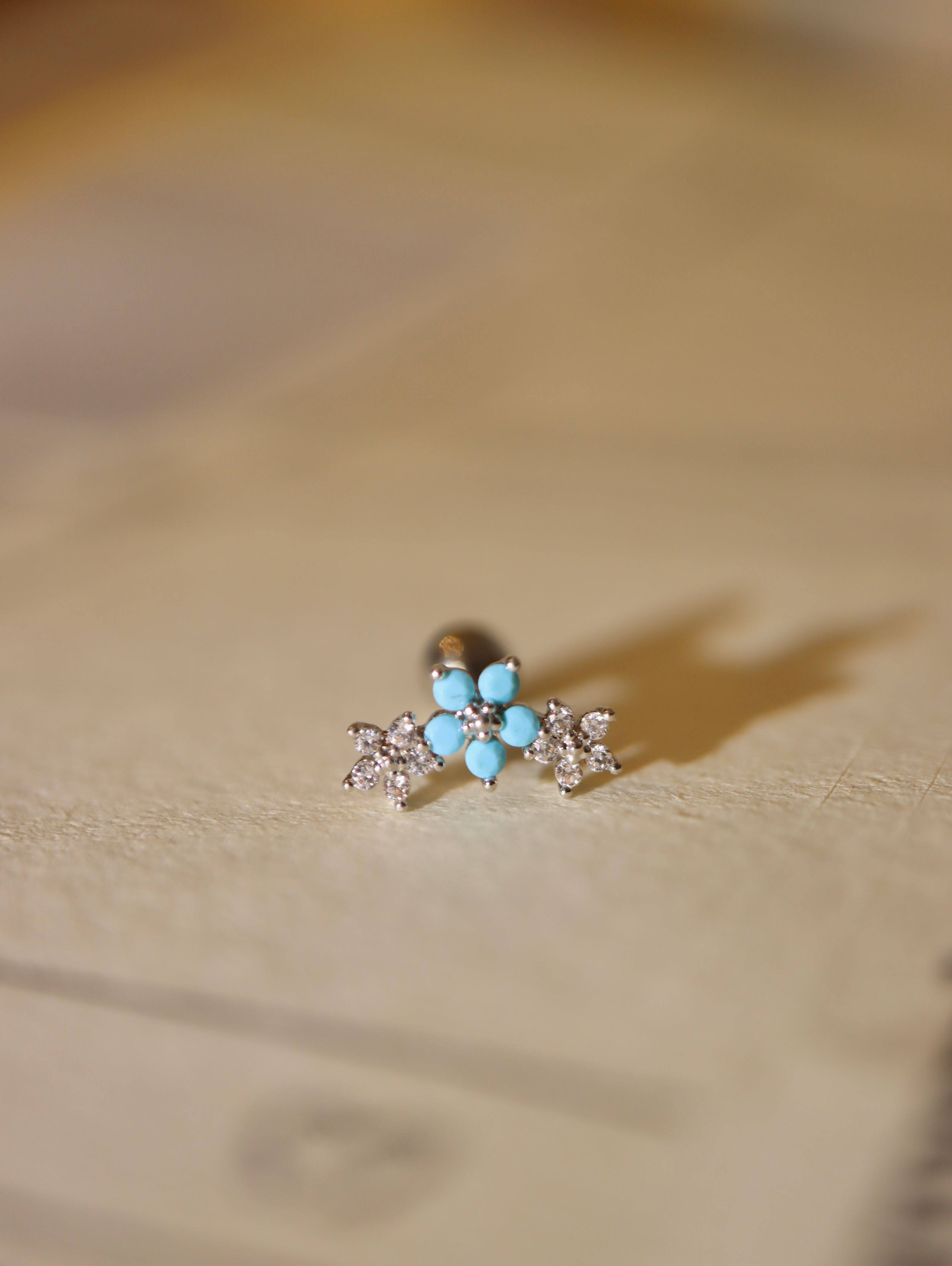 Azure Blossom Wing Stud Surgical Steel Piercing Earring (1pc)