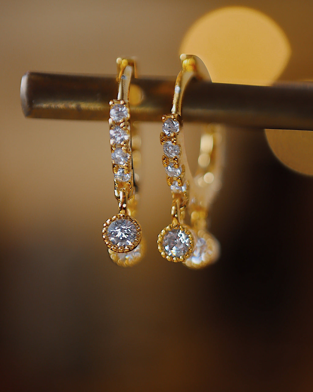 Drop double cz  silver925 earrings　