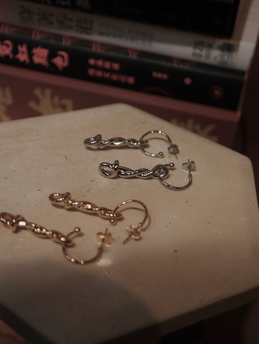 Drop knot twisted earrings