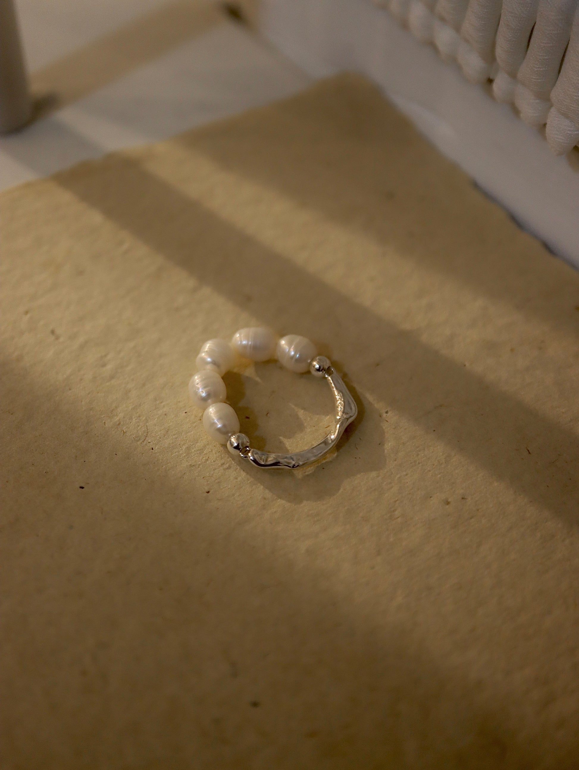 Raw pearl 925 silver ring