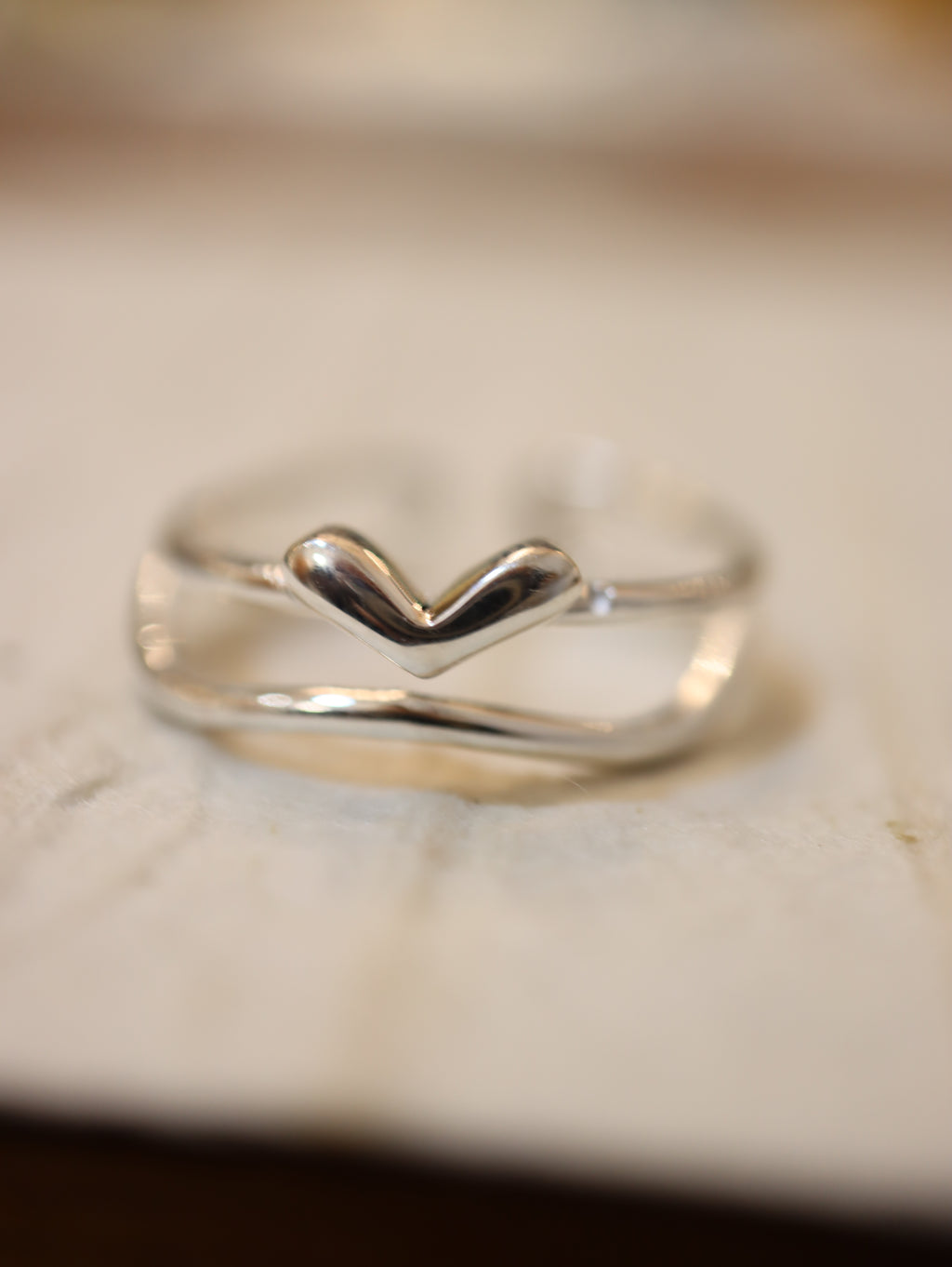 Heart 925 silver open size ring