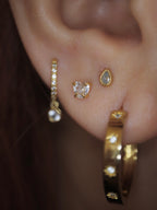 Heart cz 925 silver stud piercing earring (1pc)