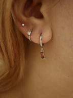 Stainless steel hoop drop cz earrings