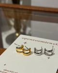 Cuff illusion stud brass earrings