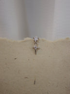 Drop cross 925 silver flat back piercing