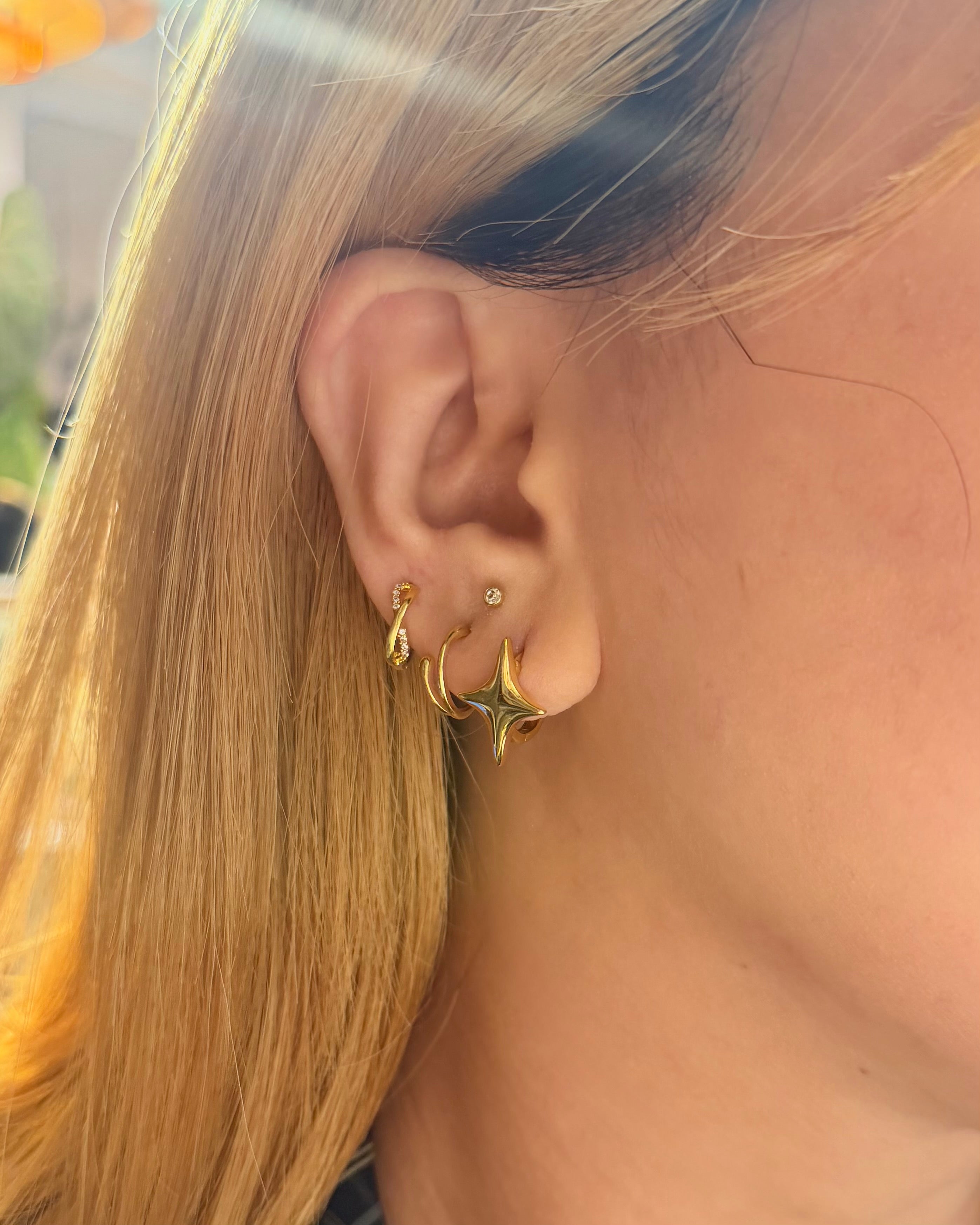 Dual loop brass earrings