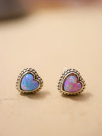 Heart Opal 925 silver stud earring (1pc)