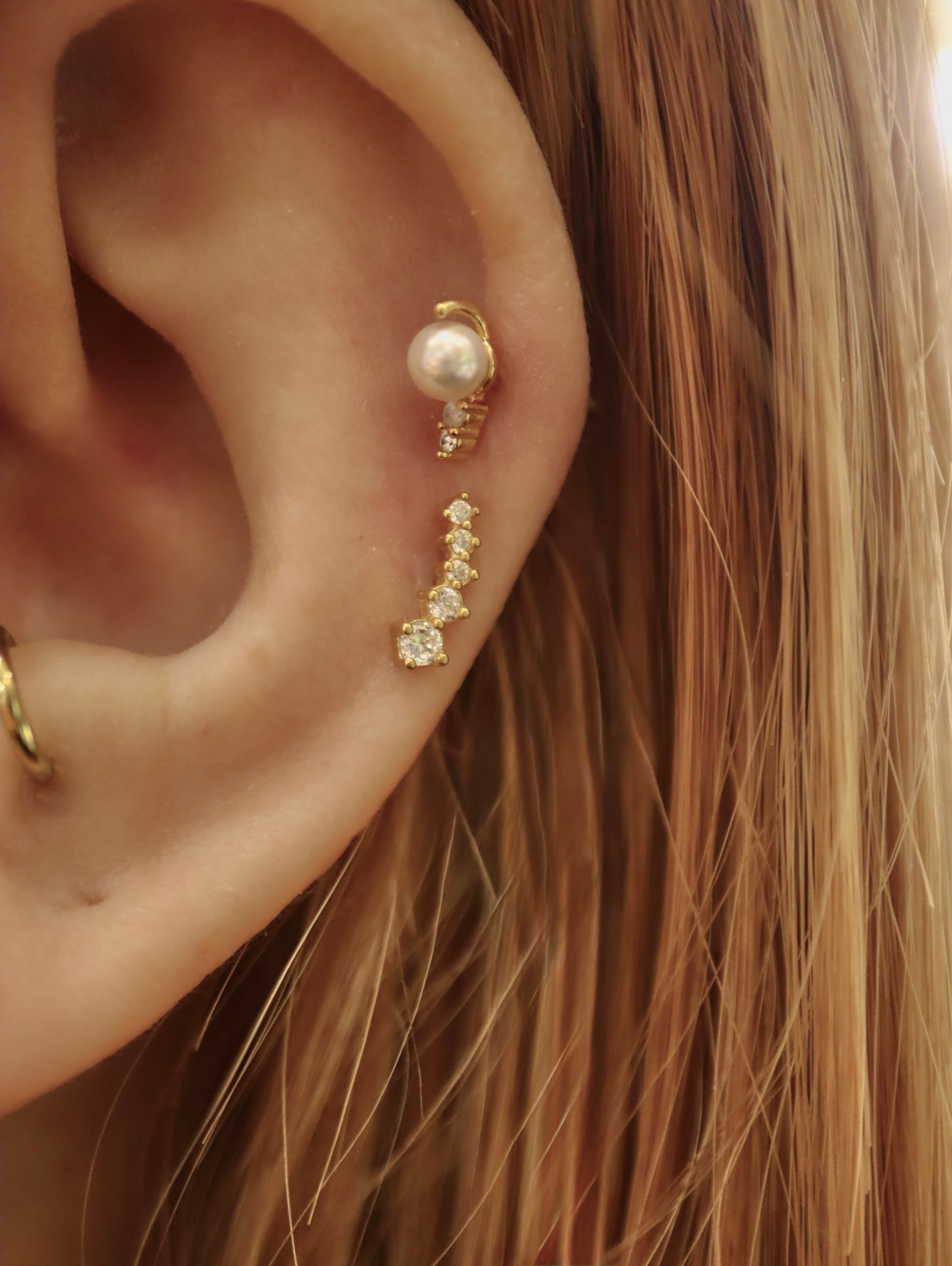 Bar curved 925 silver stud ball end piercing