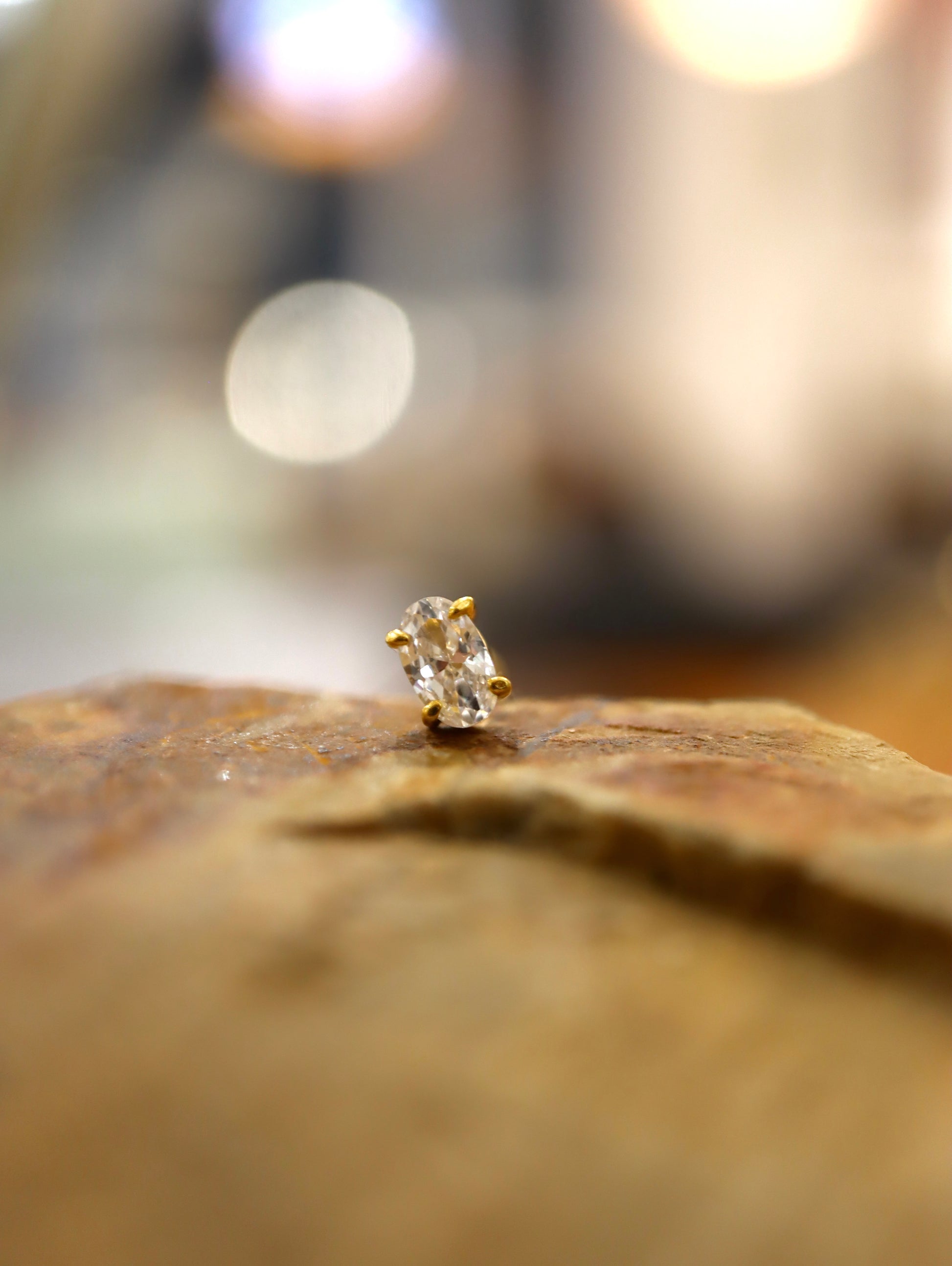 Oval cz 925 silver piercing stud