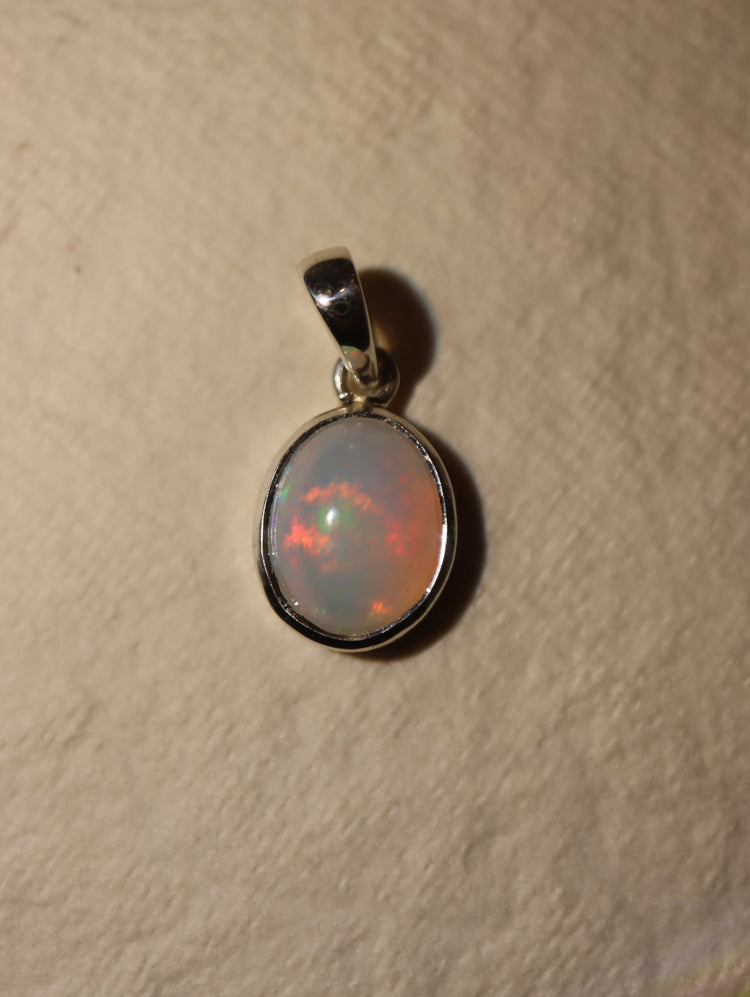Natural Ethiopian Welo Opal Pendant in 925 Sterling Silver