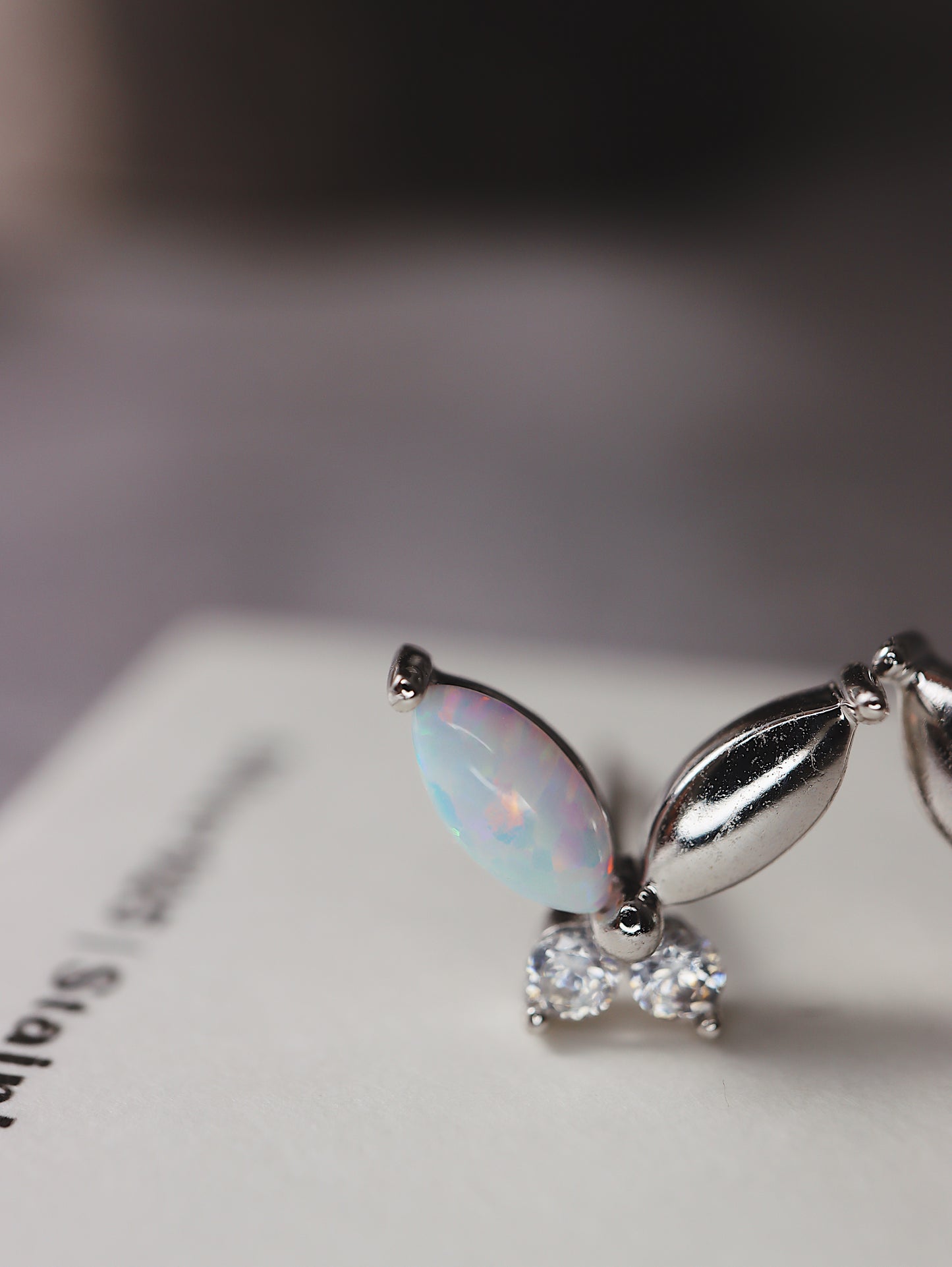 Butterfly silver925 Opal & cz earrings