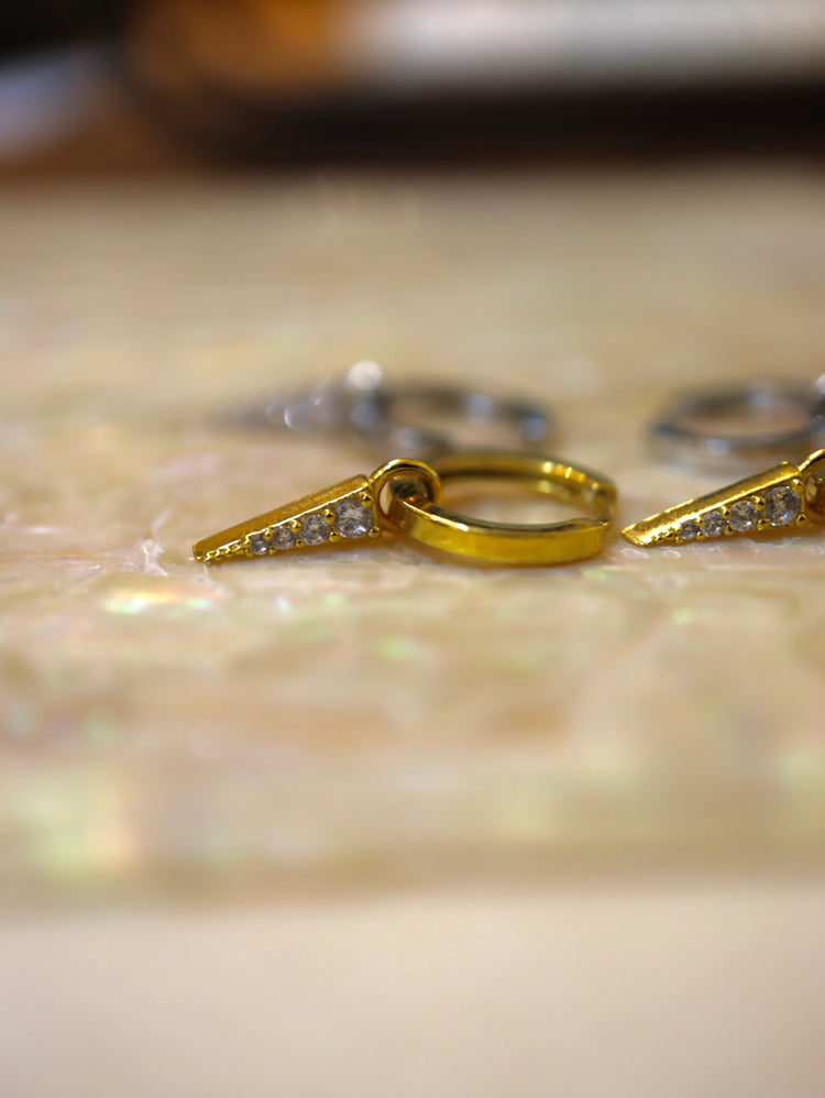 Inverted Triangle CZ Hoop Earrings