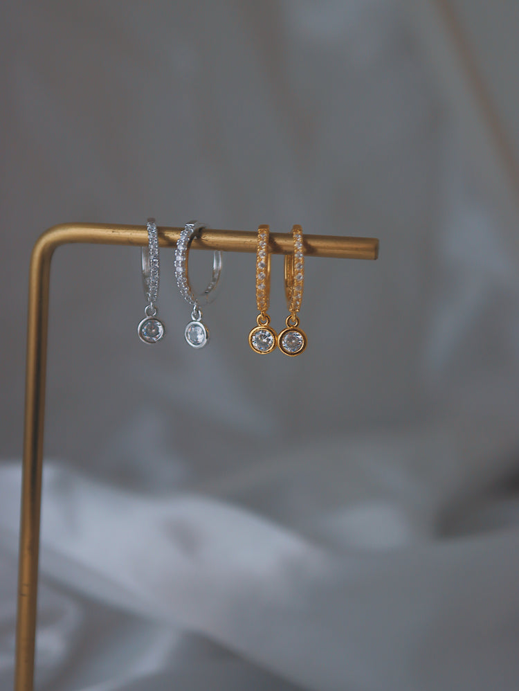 Hoop drop cz silver 925 earrings