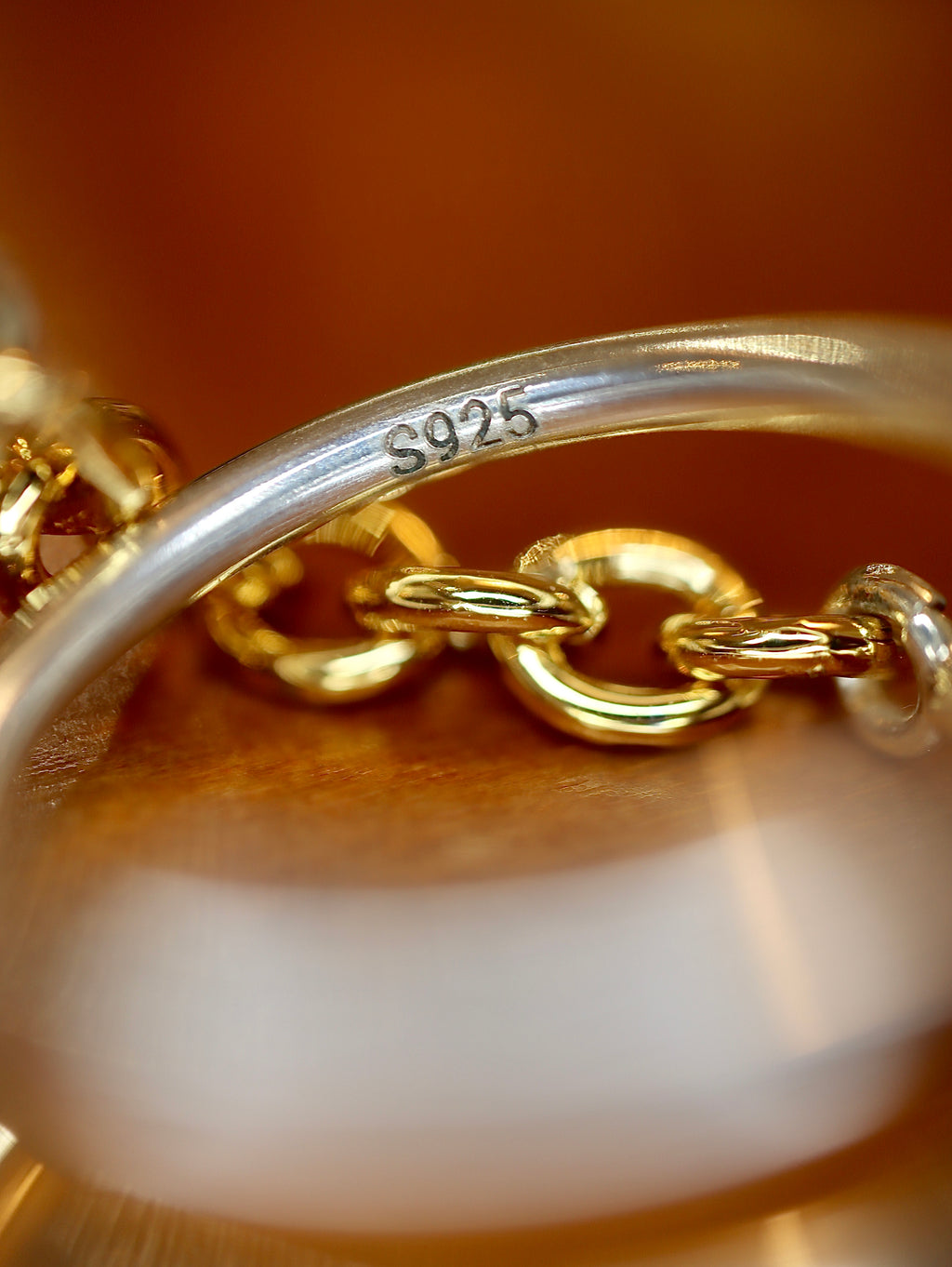 Mix tone chain 925 silver ring