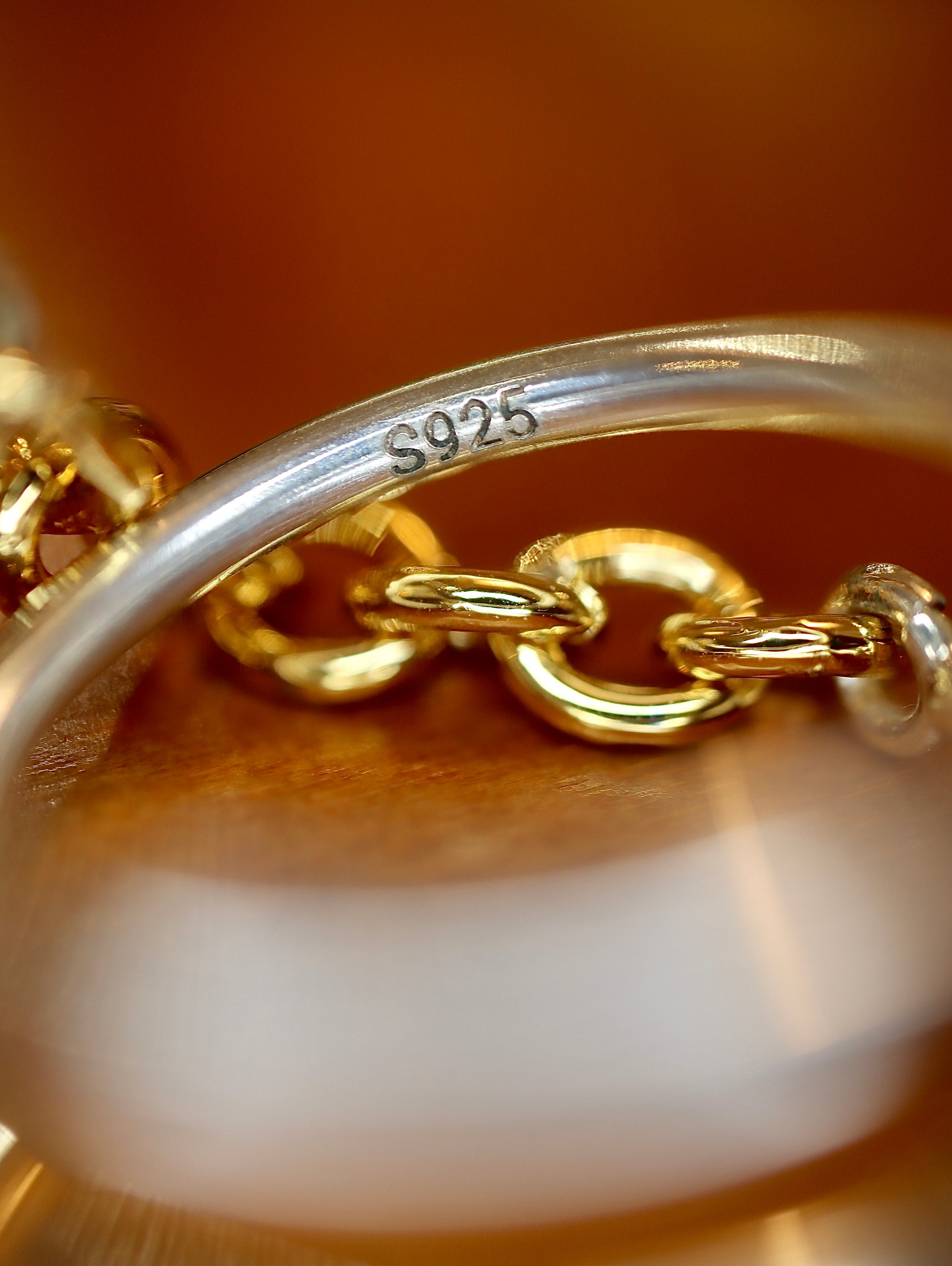 Mix tone chain 925 silver ring