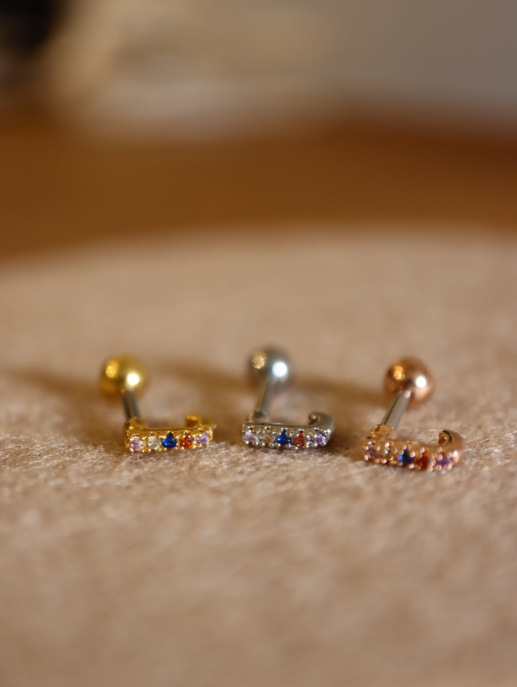 Rainbow mini cz stud surgical steel earring (1pc)