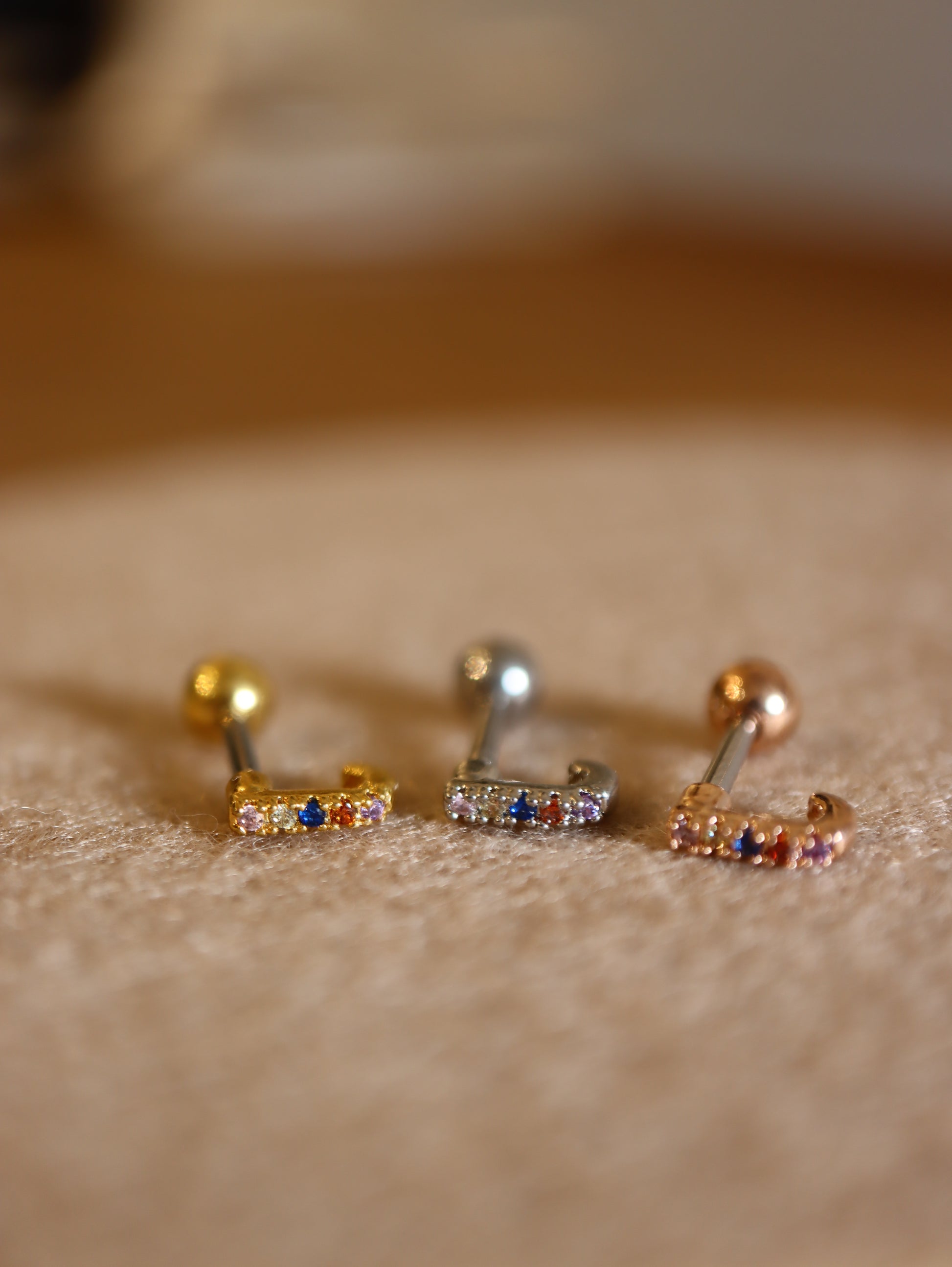 Rainbow mini cz stud surgical steel earring (1pc)