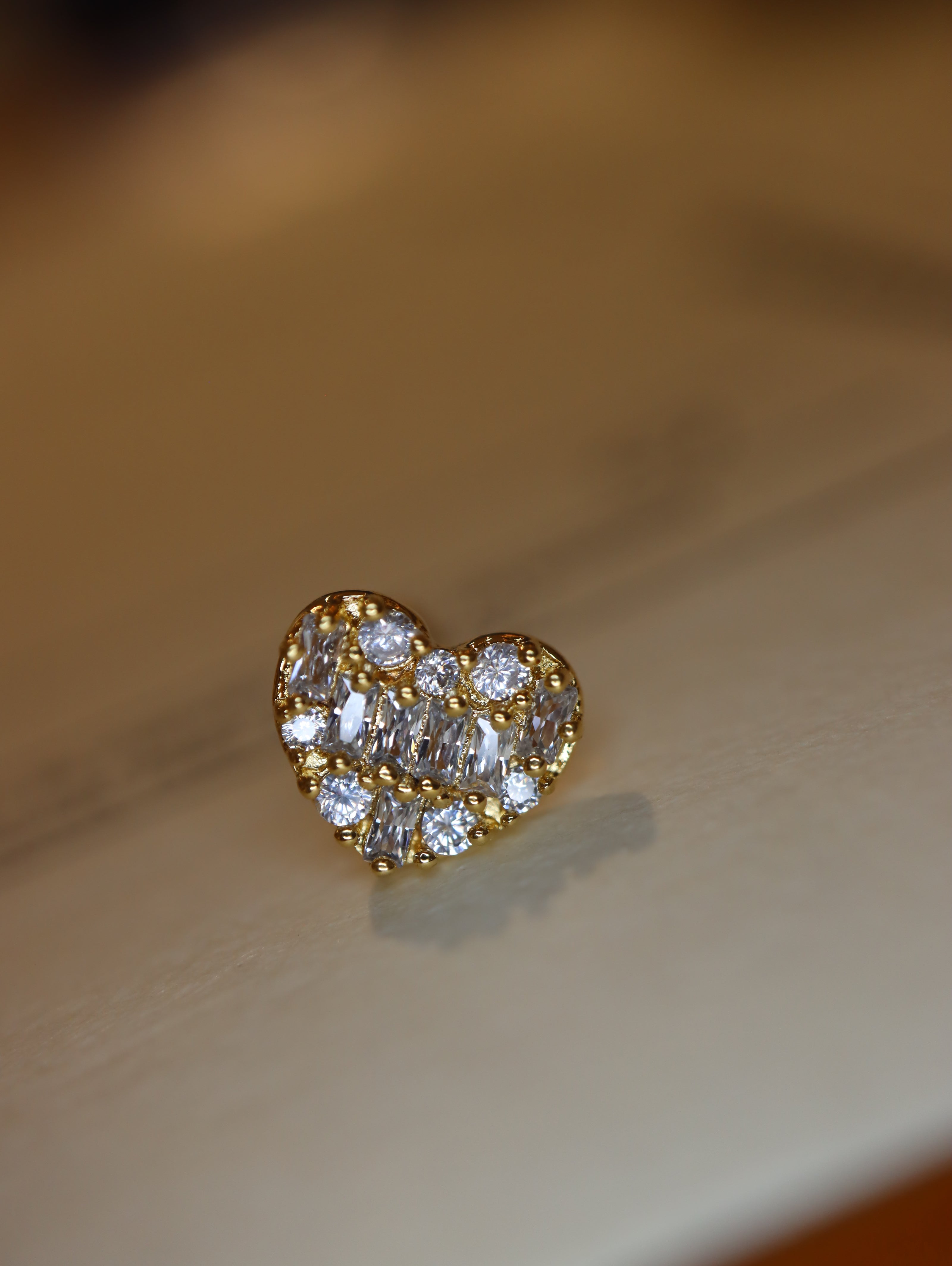CZ Heart Cluster Stud 925 Silver Piercing (1pc)