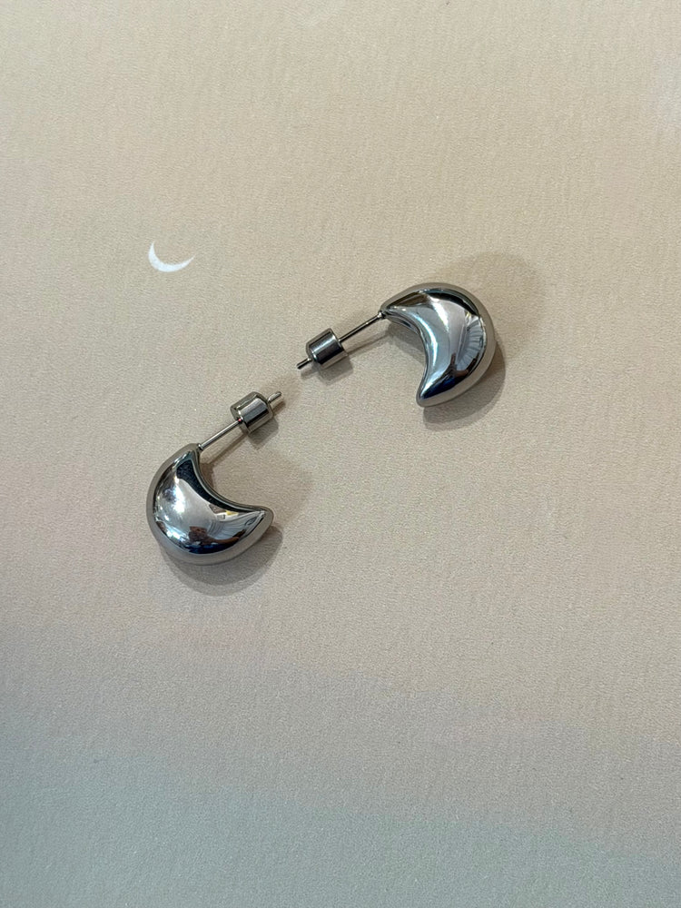 Crescent glow stainless steel earrings