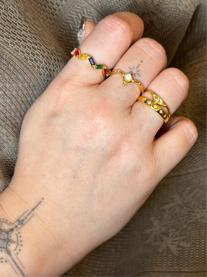 Opal stackable open size ring